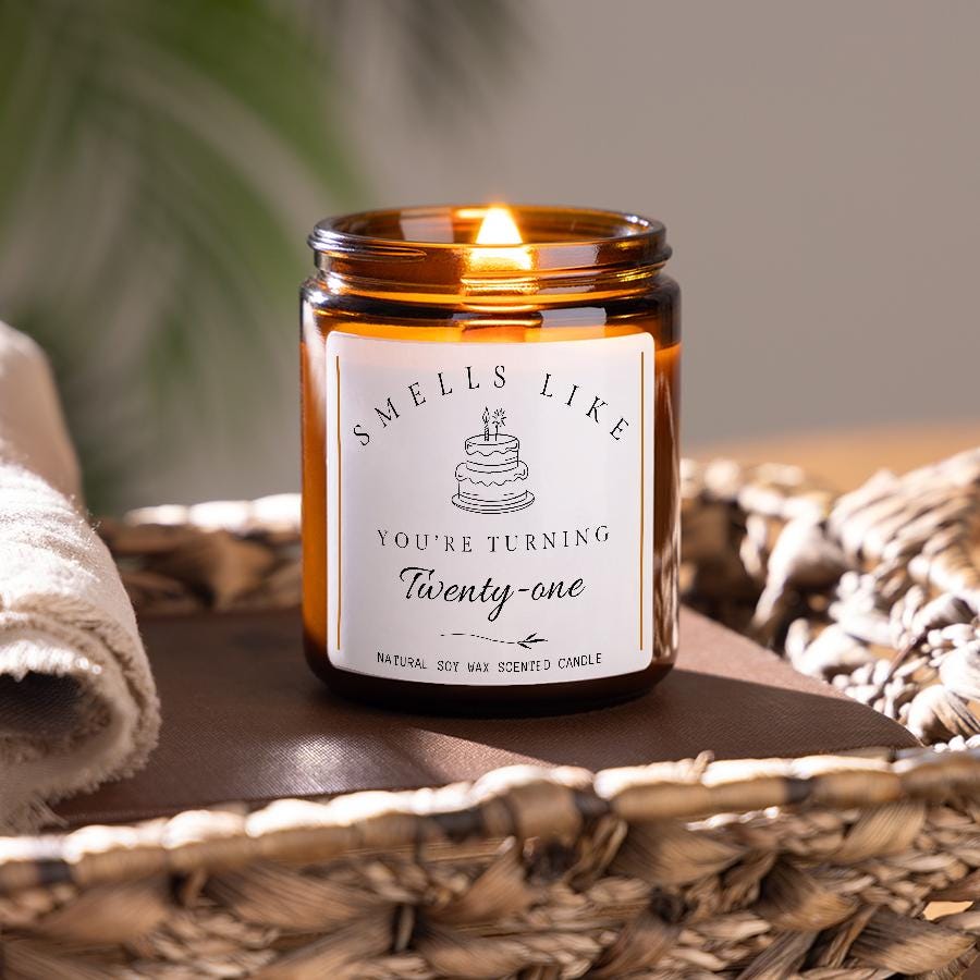 Smells Like You're Turning Twenty-One, 21st Birthday Candle Gift Set for Friend, Funny 21st Birthday Present for Her, Milestone Birthday