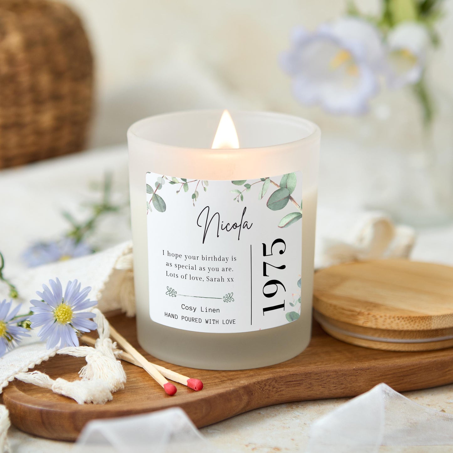 Personalised Birthday Candle, Custom Birth Year & Name Scented Candle, Unique Keepsake Gift With Message for Milestone Birthdays for Women