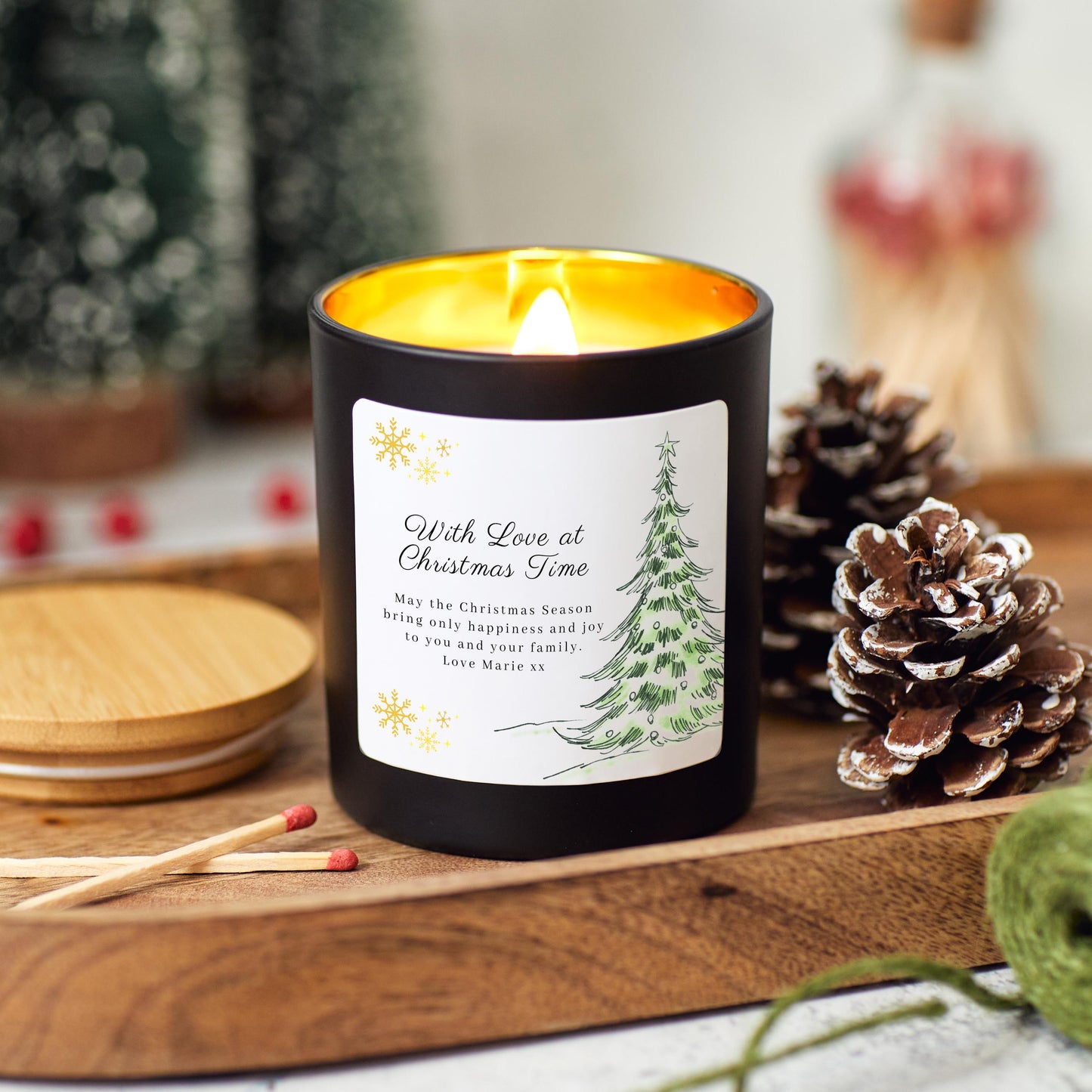 Christmas Candle Personalised Merry Christmas Present for Couple, With Love At Christmas Time Christmas Eve Gift for Her, For Wife, Partner