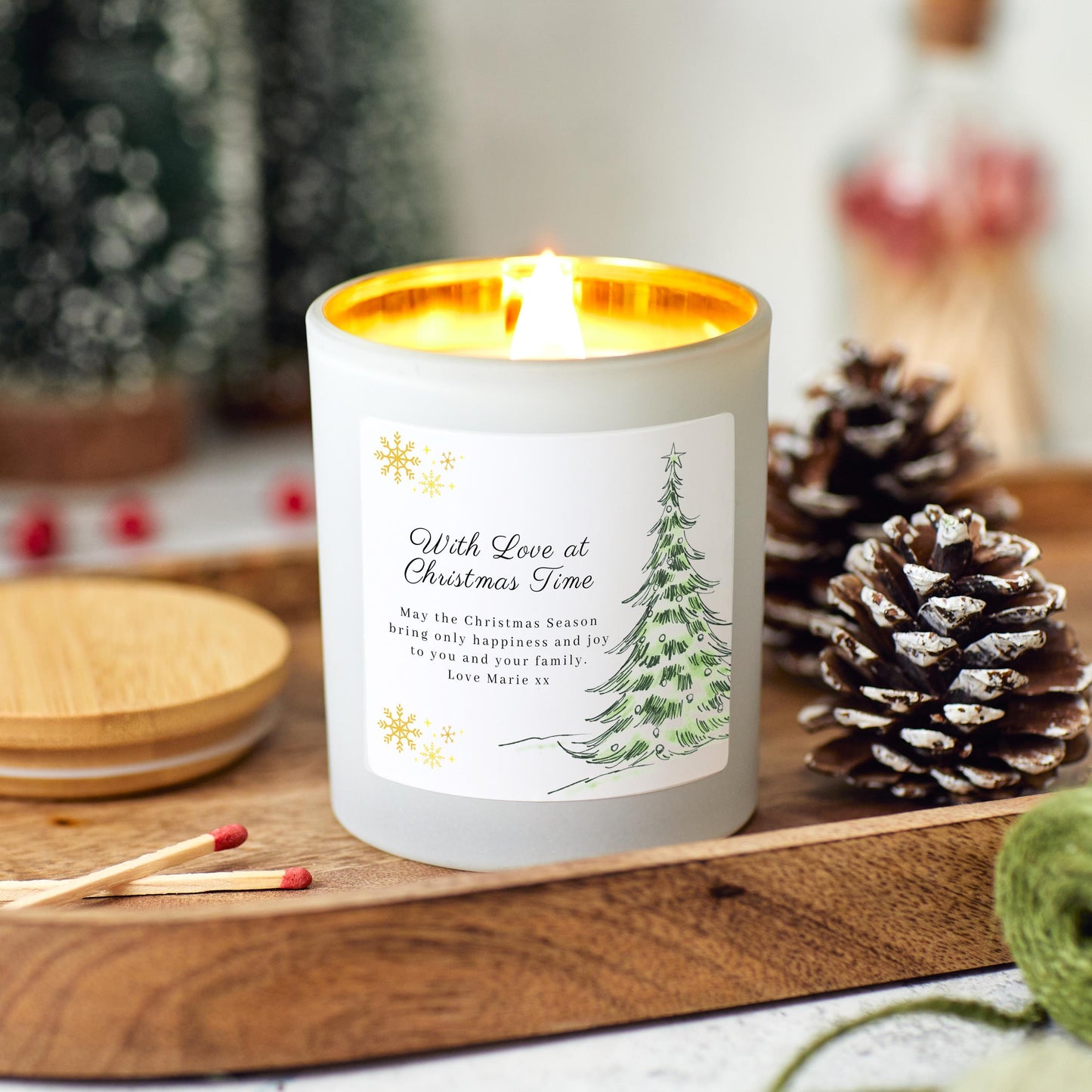 Christmas Candle Personalised Merry Christmas Present for Couple, With Love At Christmas Time Christmas Eve Gift for Her, For Wife, Partner