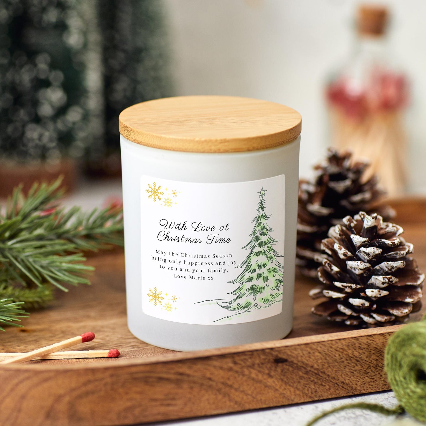 Christmas Candle Personalised Merry Christmas Present for Couple, With Love At Christmas Time Christmas Eve Gift for Her, For Wife, Partner