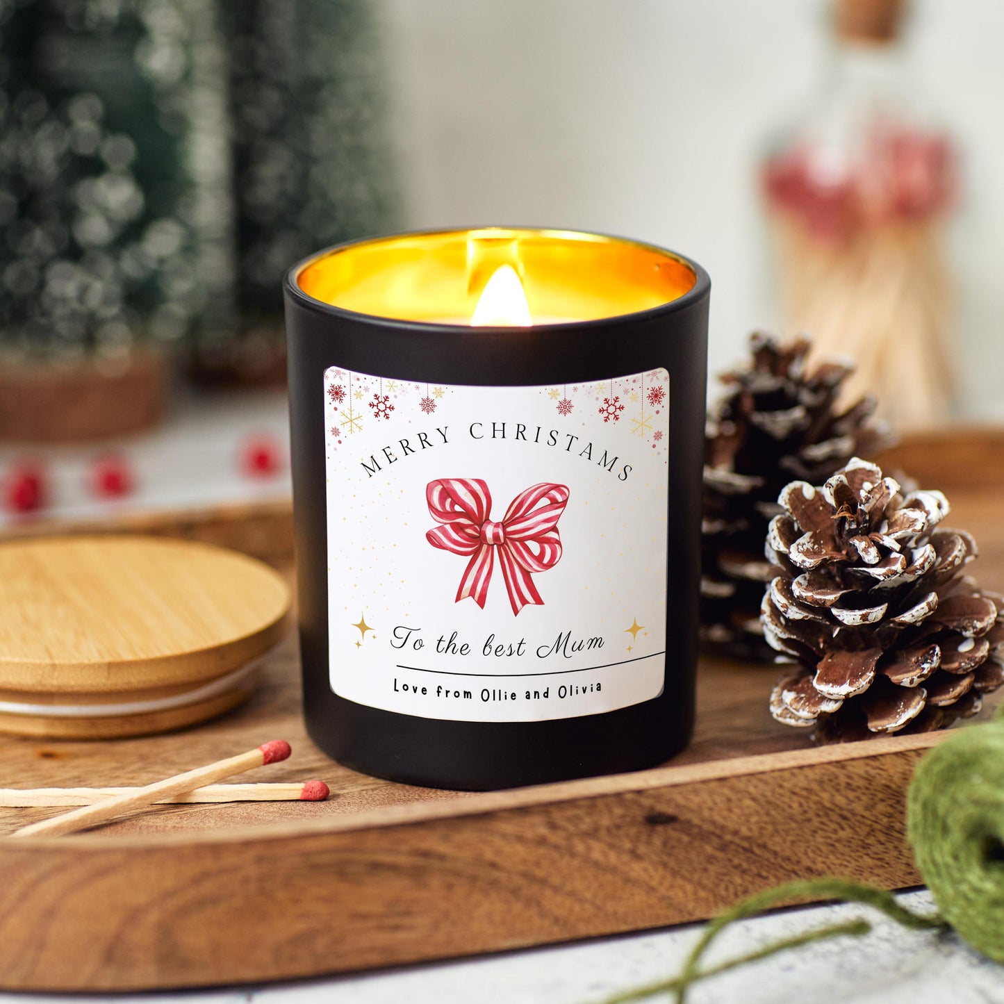 Christmas Candle Personalised Present for Mothers, Merry Christmas to The Best Mum, Christmas Gift for Wife, Christmas Eve Stocking Filler