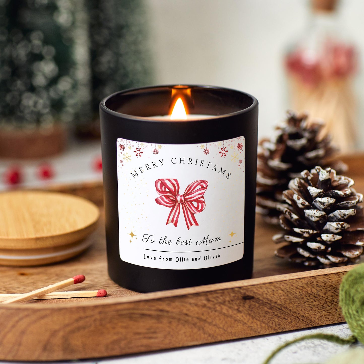 Christmas Candle Personalised Present for Mothers, Merry Christmas to The Best Mum, Christmas Gift for Wife, Christmas Eve Stocking Filler