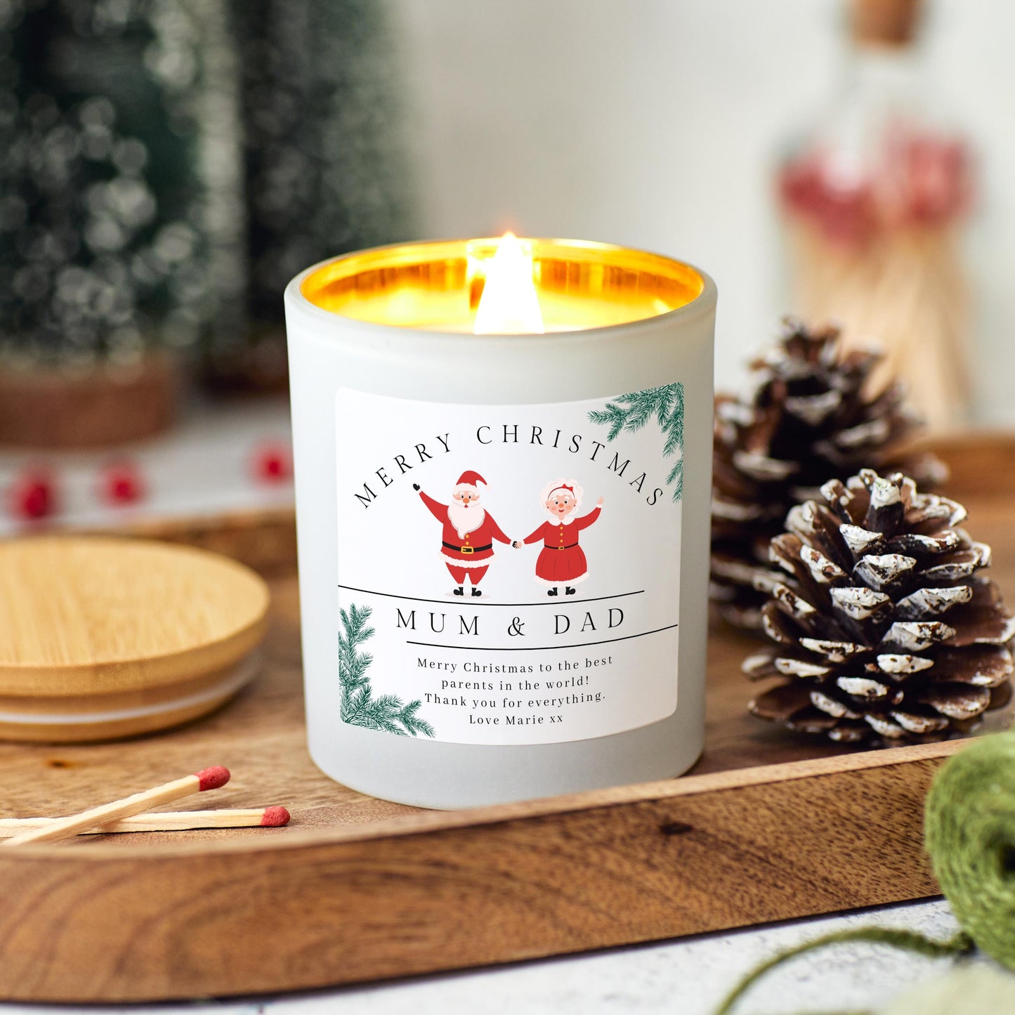 Christmas Candle Gift for Mum and Dad, Personalised Xmas Gift for Parents, Christmas Hamper for Mother, Mum & Dad Christmas Eve Present