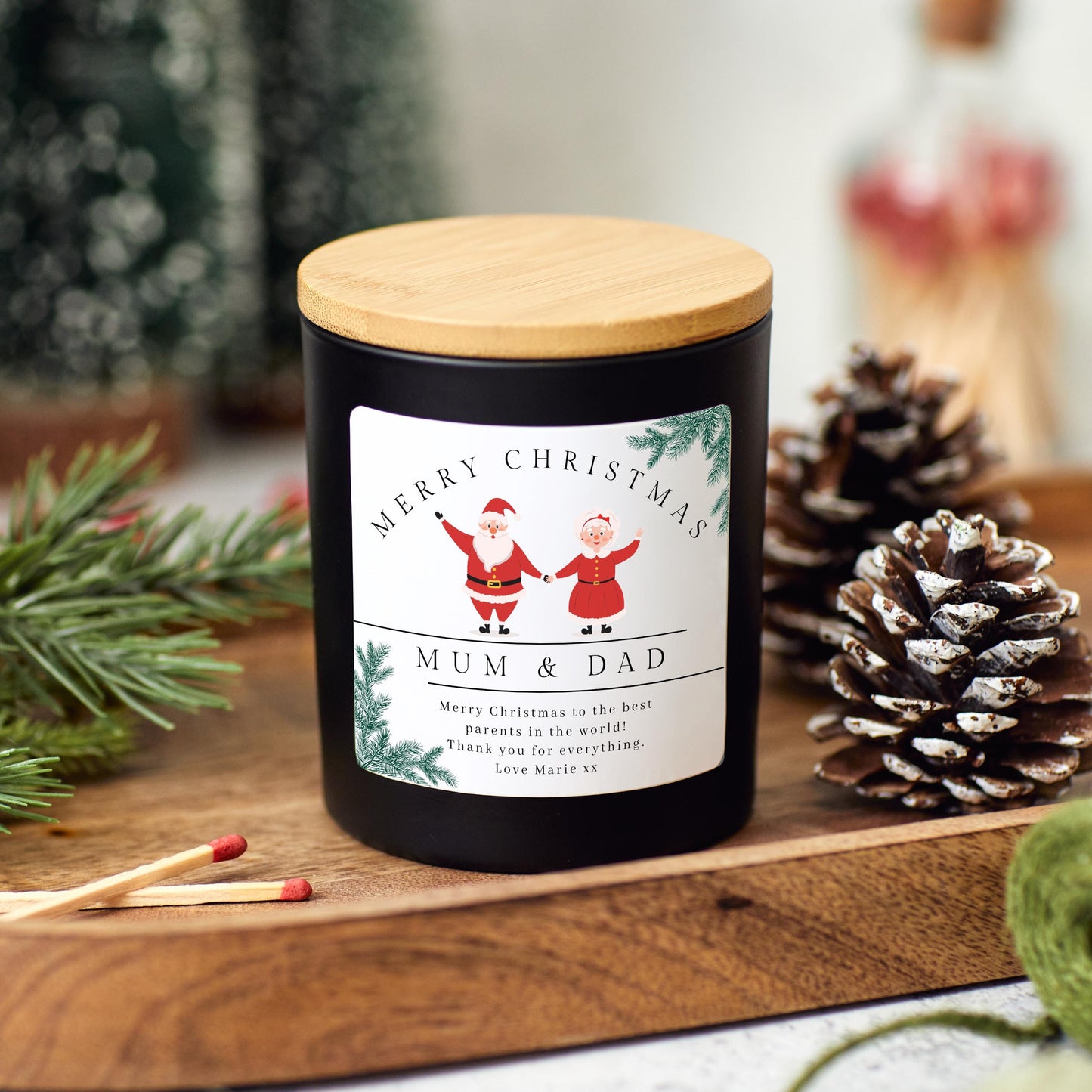 Christmas Candle Gift for Mum and Dad, Personalised Xmas Gift for Parents, Christmas Hamper for Mother, Mum & Dad Christmas Eve Present