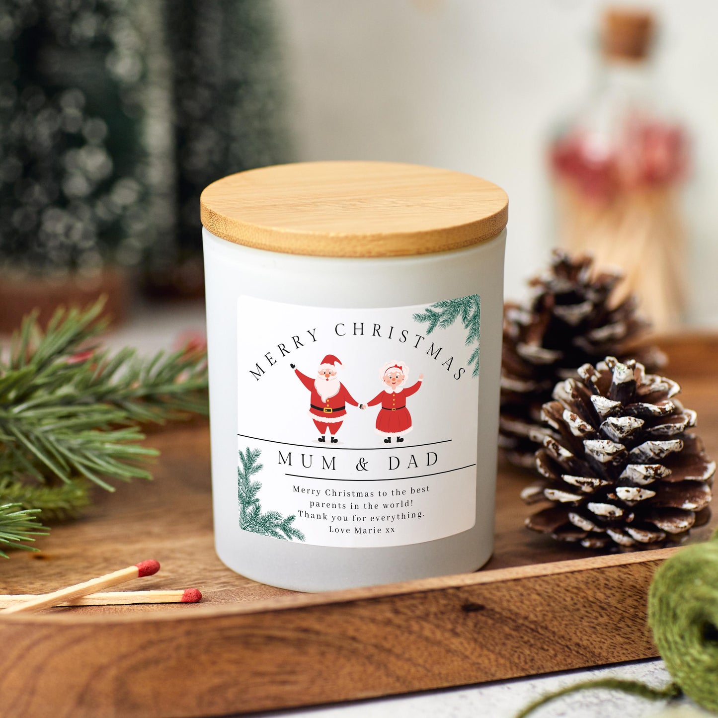 Christmas Candle Gift for Mum and Dad, Personalised Xmas Gift for Parents, Christmas Hamper for Mother, Mum & Dad Christmas Eve Present