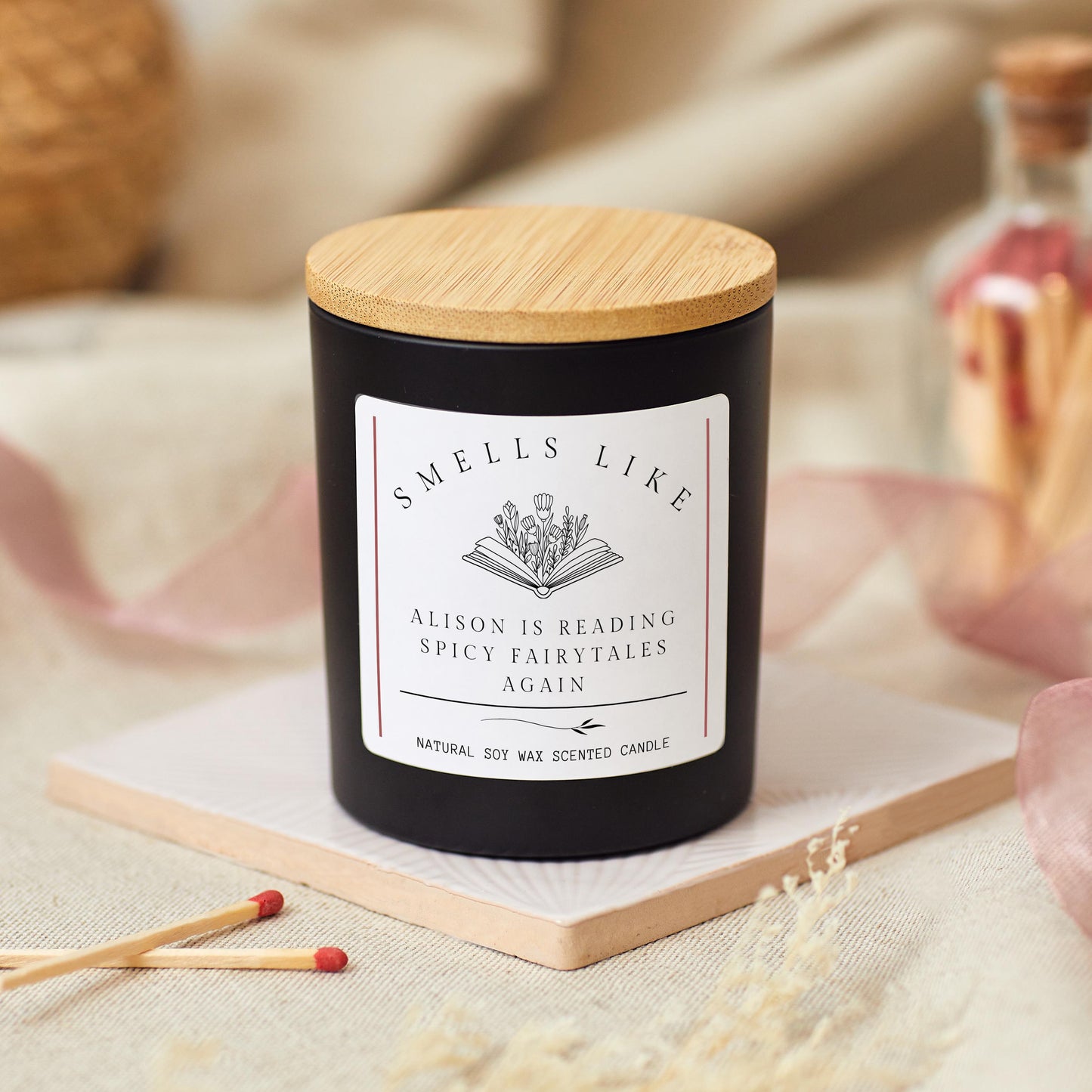 Funny Book Lover Gift, She's Reading Spicy Fairytales Again, Personalised Bookish Candle for Her, Smut Lover Gift, Smut Spicy Book Reader