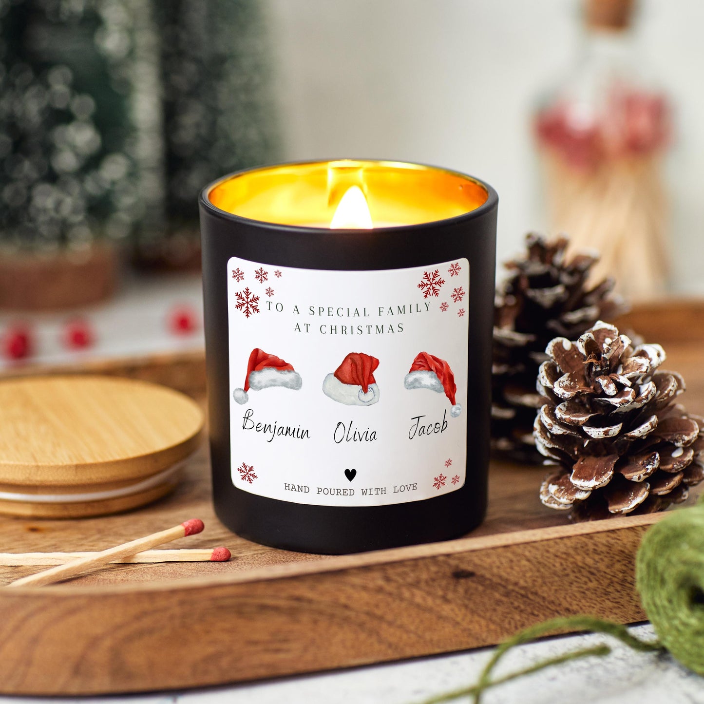 Merry Christmas to a Special Family Personalised Candle, Christmas Gift for Families and Friends, Christmas Eve Stocking Filler Keepsake