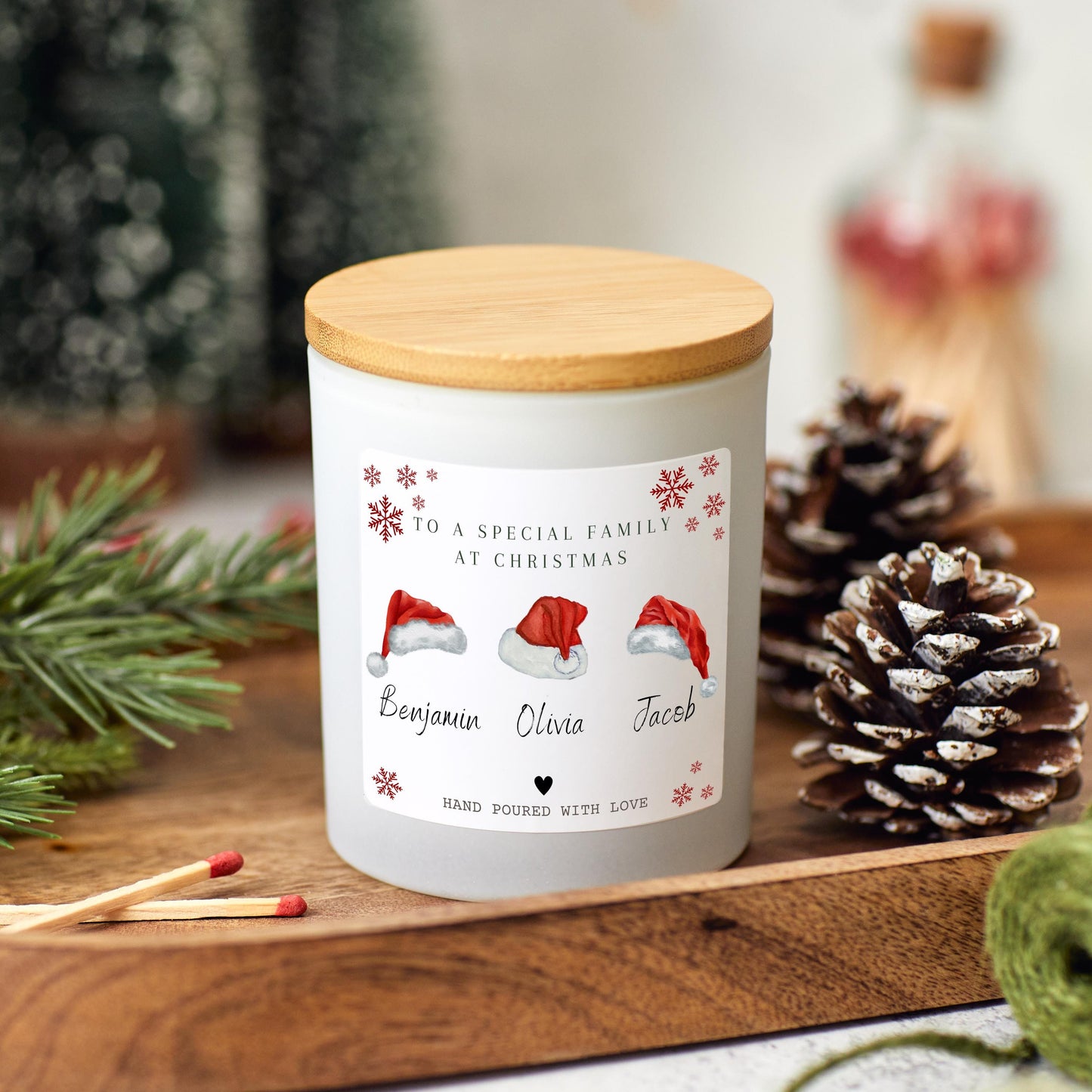Merry Christmas to a Special Family Personalised Candle, Christmas Gift for Families and Friends, Christmas Eve Stocking Filler Keepsake