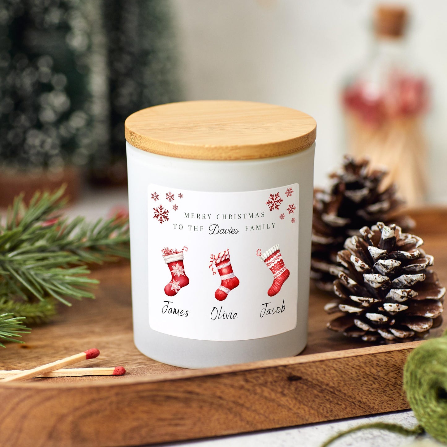 Personalised Christmas Candle Gift for Family, Custom Candle for Mum & Dad, Merry Christmas to a Special Family, Stocking Filler Present