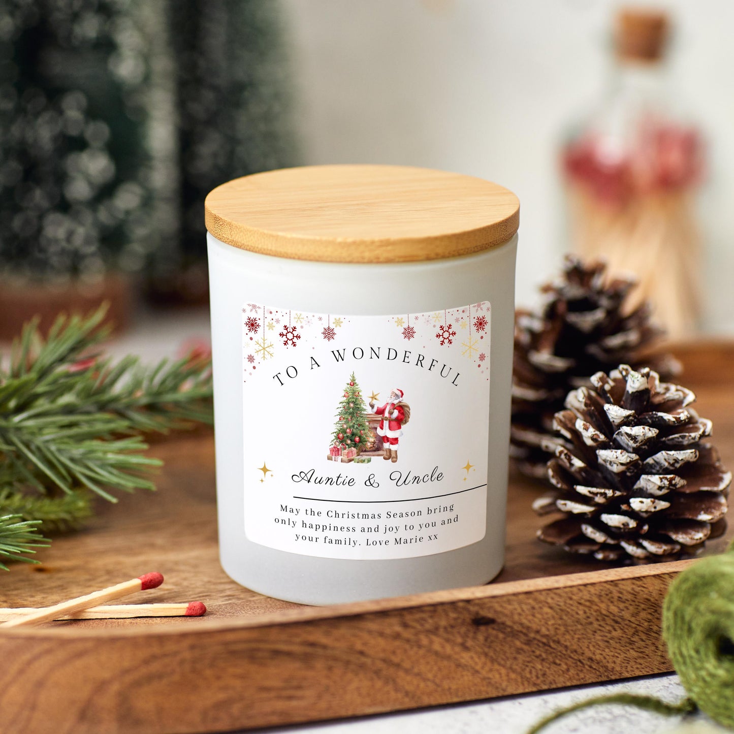 Christmas Candle Personalised Merry Christmas Present for Aunt and Uncle, Auntie and Uncle Xmas Gift for Relatives, Christmas Eve Present