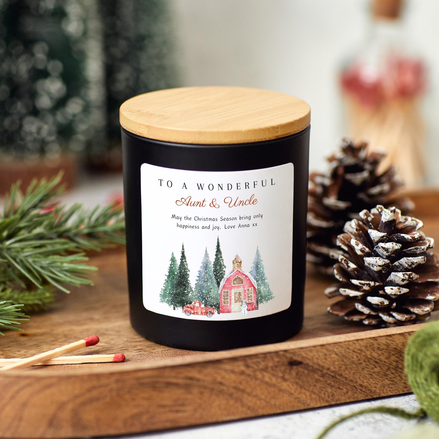 Christmas Candle Personalised Christmas Present for Aunt and Uncle, Auntie and Uncle Merry Xmas Gift for Relatives, Handmade Holiday Candle