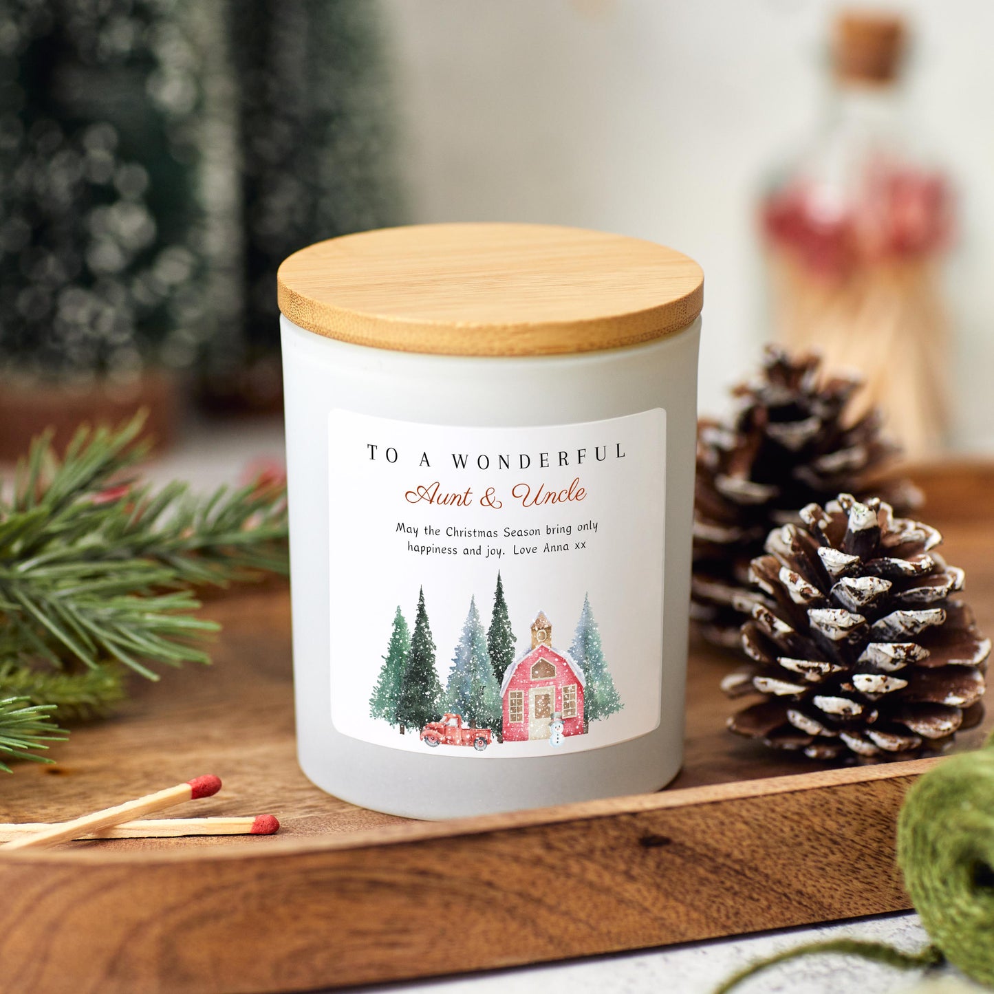 Christmas Candle Personalised Christmas Present for Aunt and Uncle, Auntie and Uncle Merry Xmas Gift for Relatives, Handmade Holiday Candle