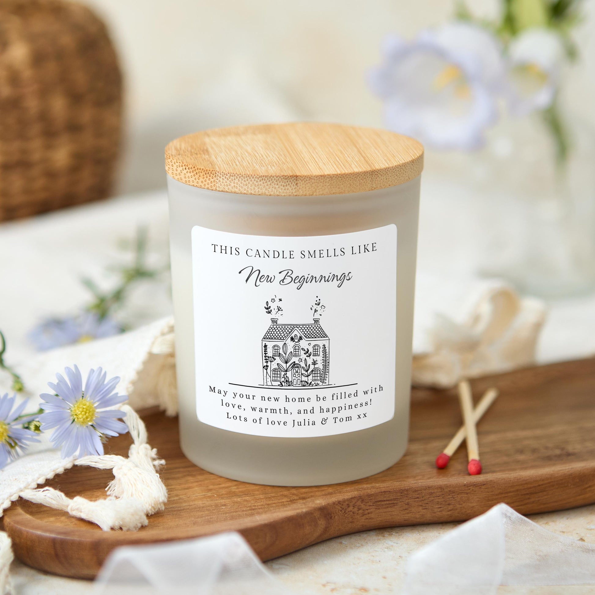New Home Candle Gift, Personalised First Home Candle, House Warming Gift, Moving House New Beginnings Candle Present for Friends & Family