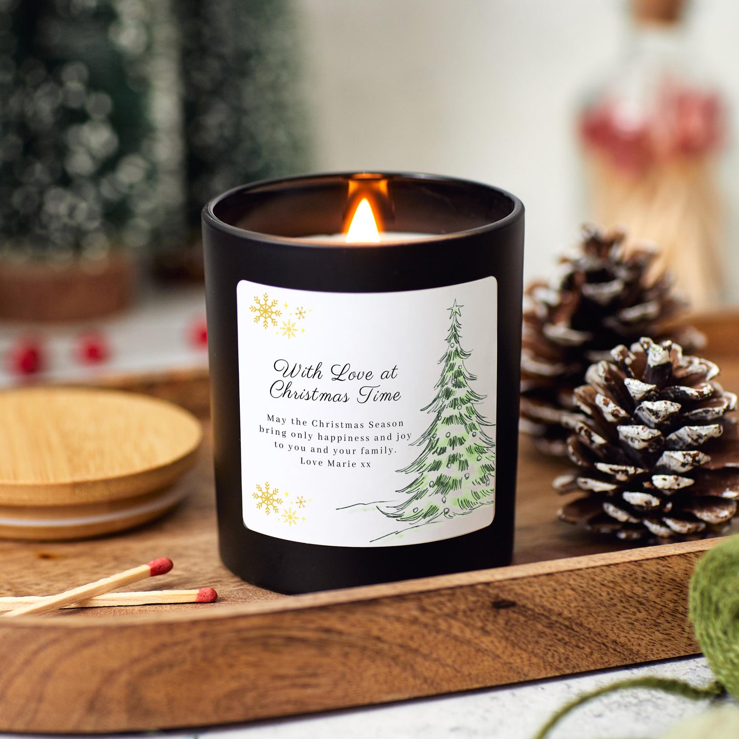 Christmas Candle Personalised Merry Christmas Present for Couple, With Love At Christmas Time Christmas Eve Gift for Her, For Wife, Partner