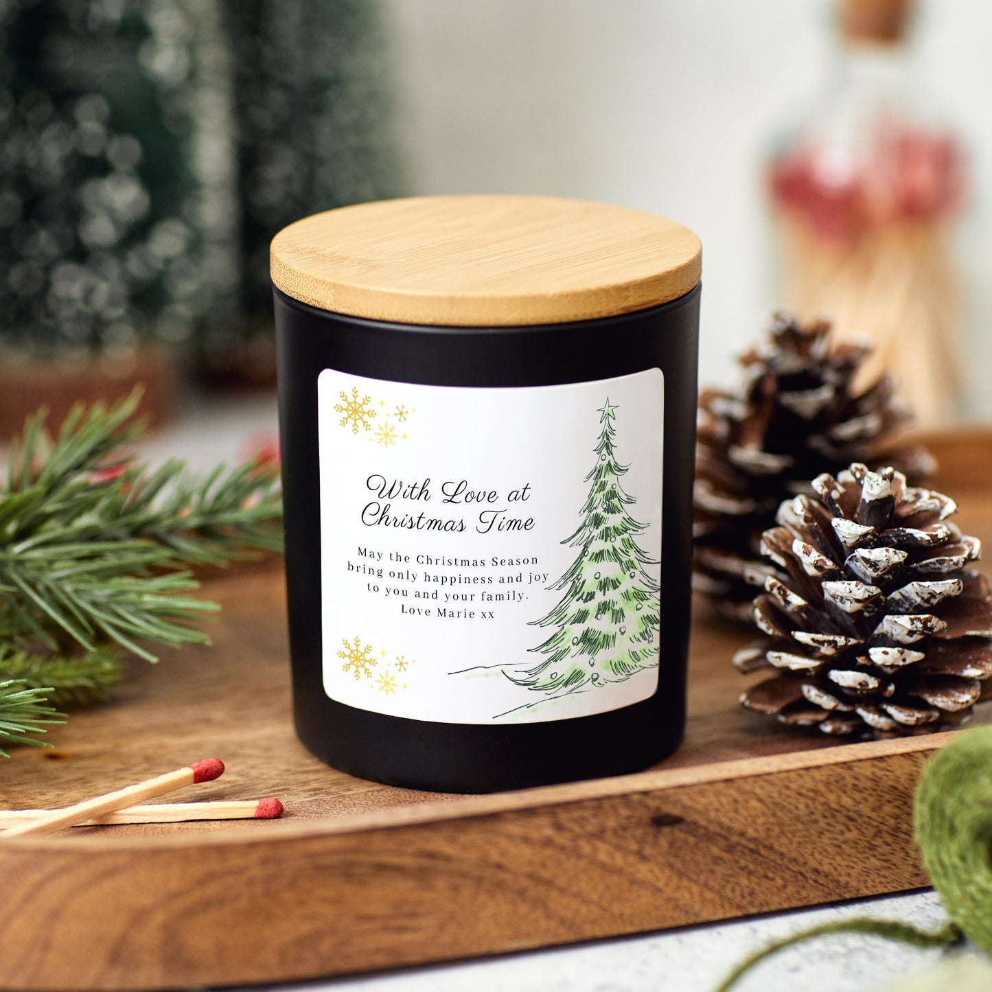Christmas Candle Personalised Merry Christmas Present for Couple, With Love At Christmas Time Christmas Eve Gift for Her, For Wife, Partner