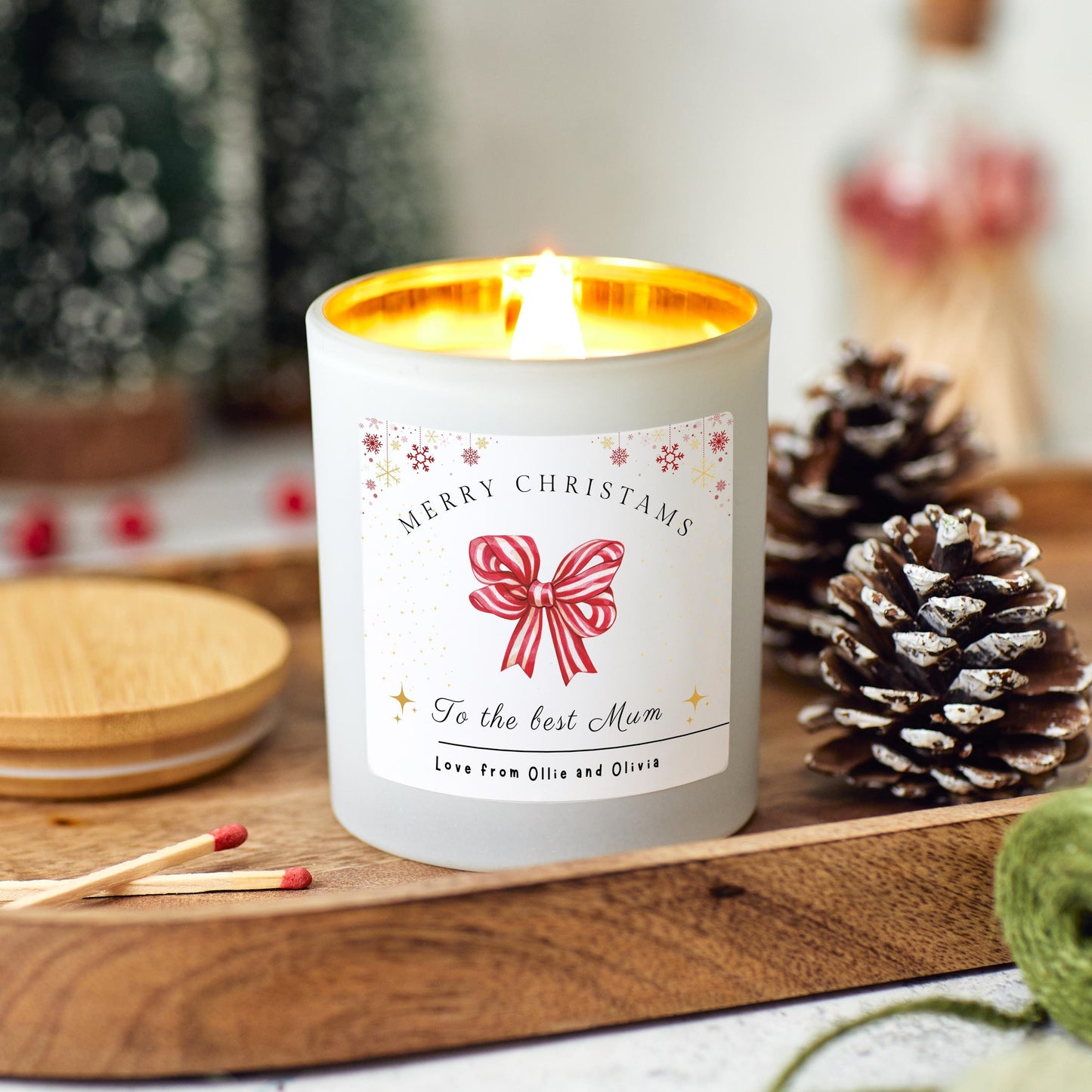 Christmas Candle Personalised Present for Mothers, Merry Christmas to The Best Mum, Christmas Gift for Wife, Christmas Eve Stocking Filler