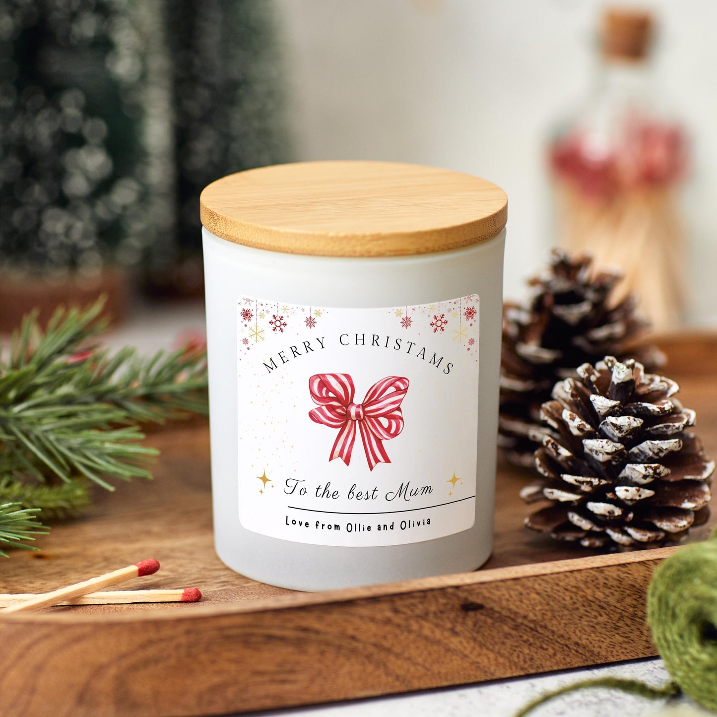 Christmas Candle Personalised Present for Mothers, Merry Christmas to The Best Mum, Christmas Gift for Wife, Christmas Eve Stocking Filler