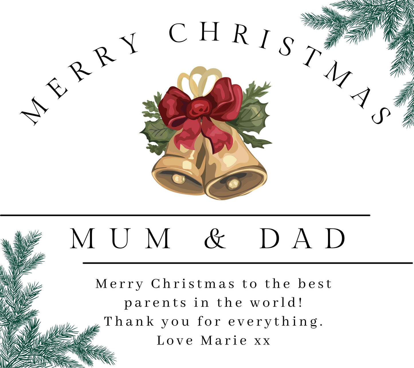 Merry Christmas Mum and Dad Personalised Xmas Candle Present for Parents, Christmas Gift for Mother and Dad, Christmas Eve Stocking Filler