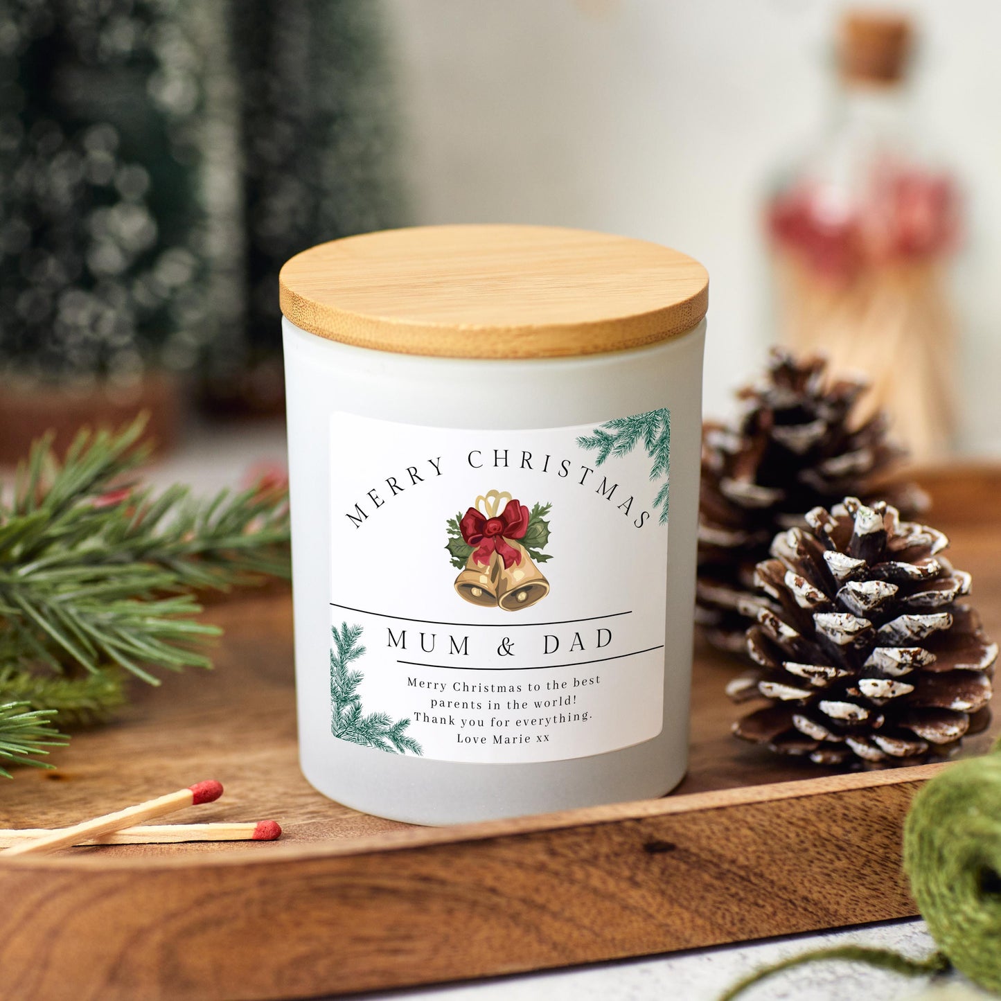 Merry Christmas Mum and Dad Candle, Personalised Xmas Gift for Parents, Christmas Present for Mother Father, Mum and Dad Christmas Eve Gift