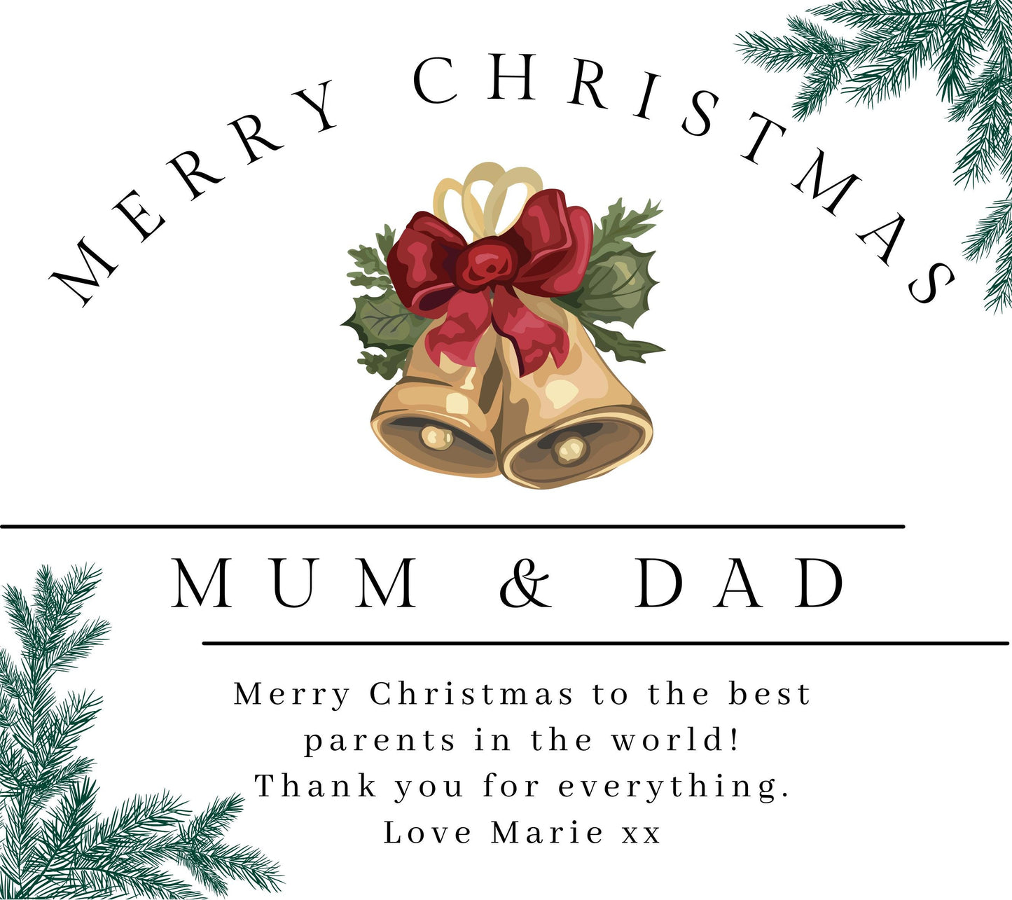 Merry Christmas Mum and Dad Candle, Personalised Xmas Gift for Parents, Christmas Present for Mother Father, Mum and Dad Christmas Eve Gift