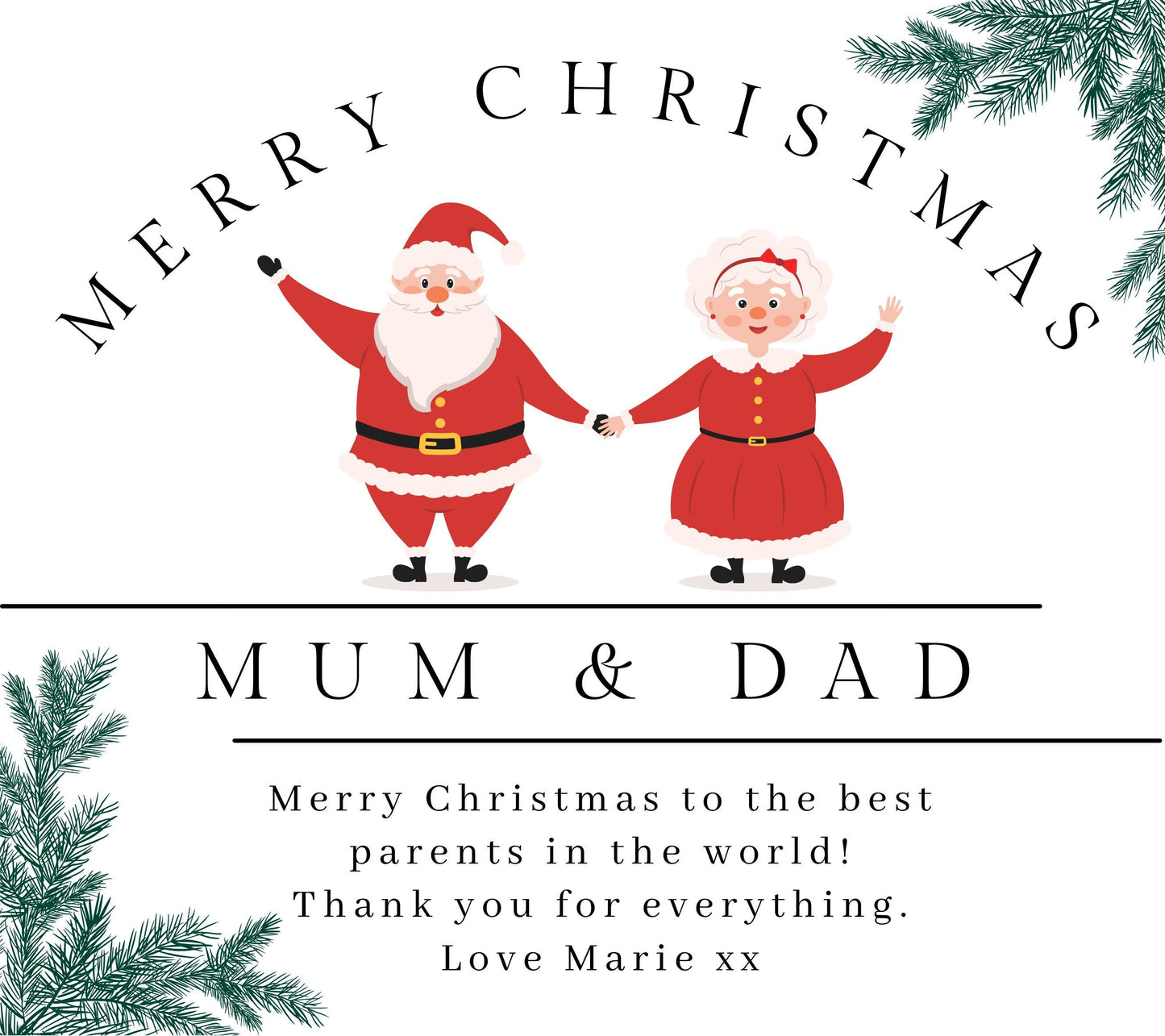 Christmas Gift for Mum and Dad, Merry Christmas Parents Personalised Candle Present for Mother and Father, Christmas Eve Stocking Filler