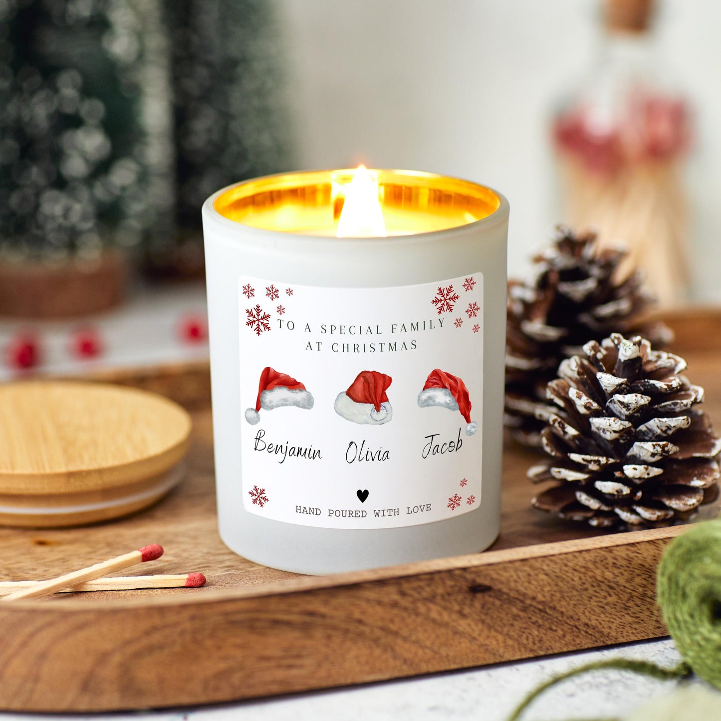 Merry Christmas to a Special Family Personalised Candle, Christmas Gift for Families and Friends, Christmas Eve Stocking Filler Keepsake