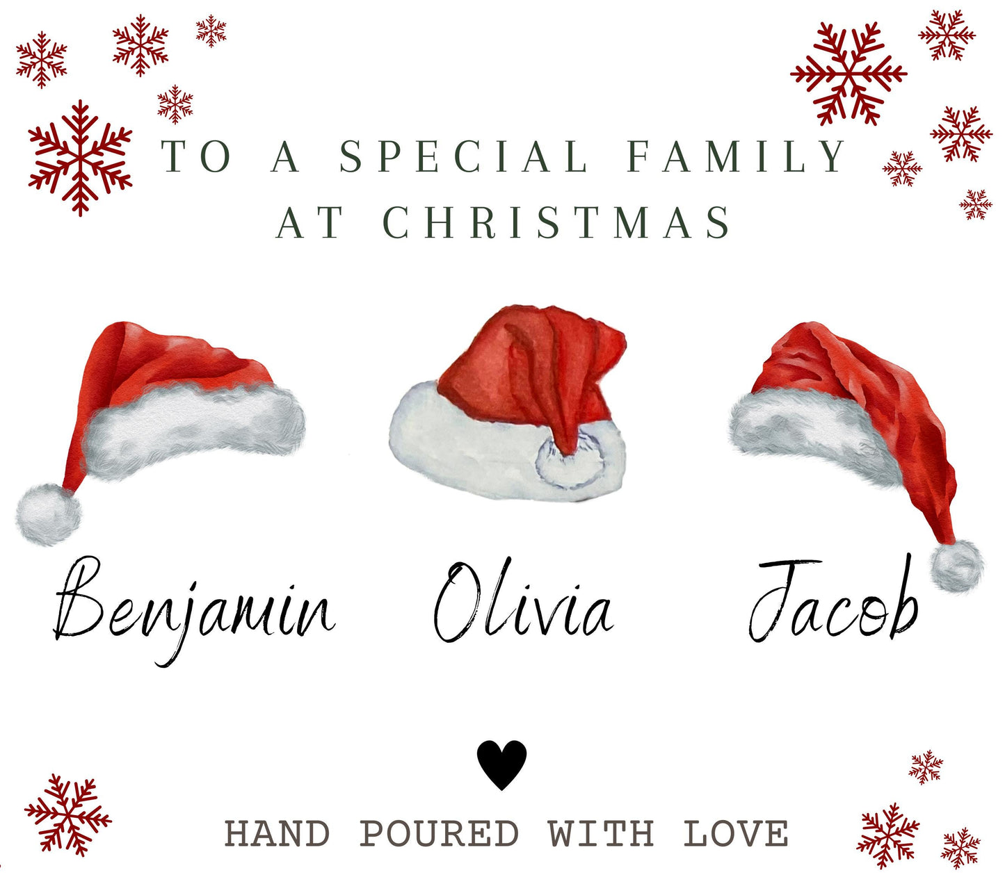 Merry Christmas to a Special Family Personalised Candle, Christmas Gift for Families and Friends, Christmas Eve Stocking Filler Keepsake