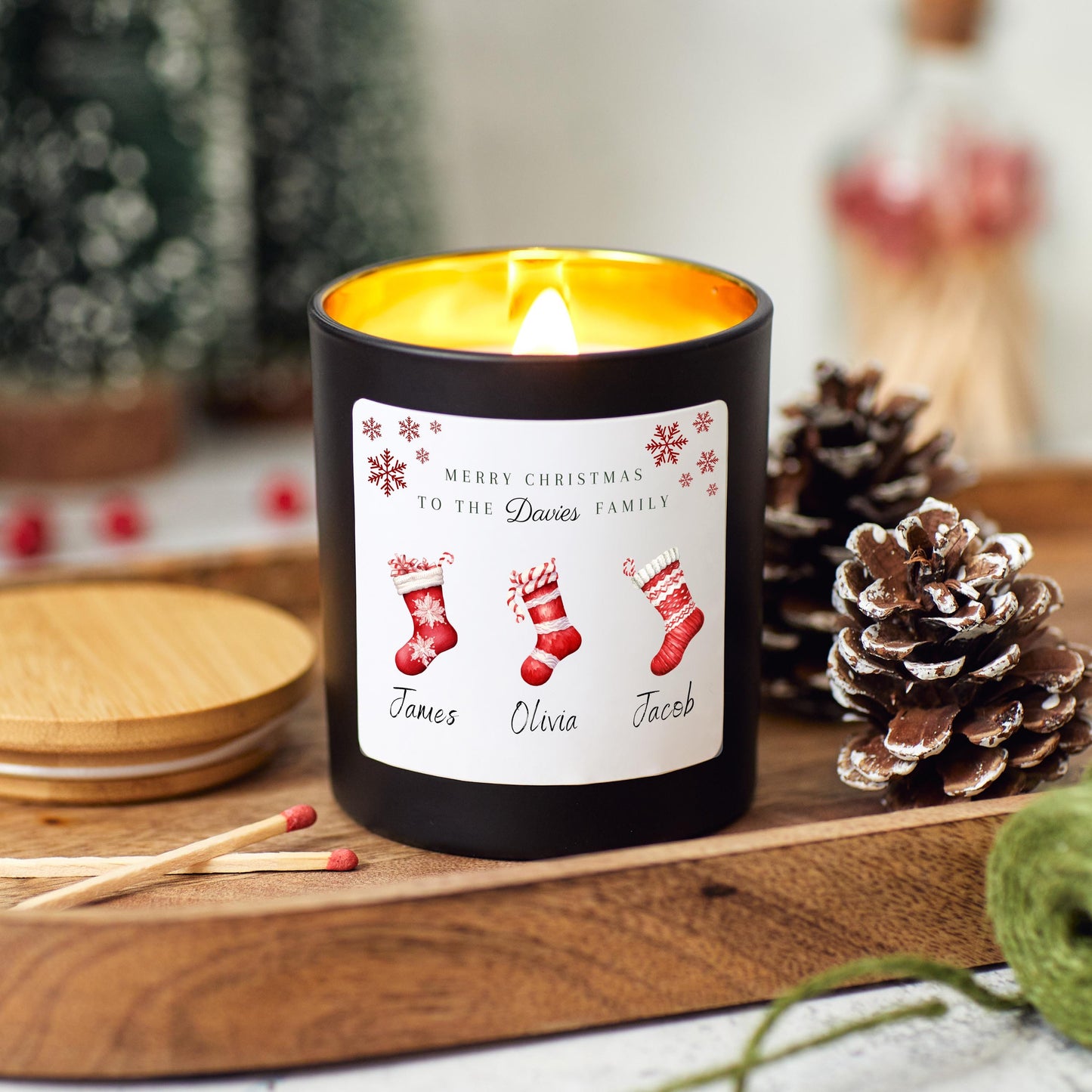 Personalised Christmas Candle Gift for Family, Custom Candle for Mum & Dad, Merry Christmas to a Special Family, Stocking Filler Present