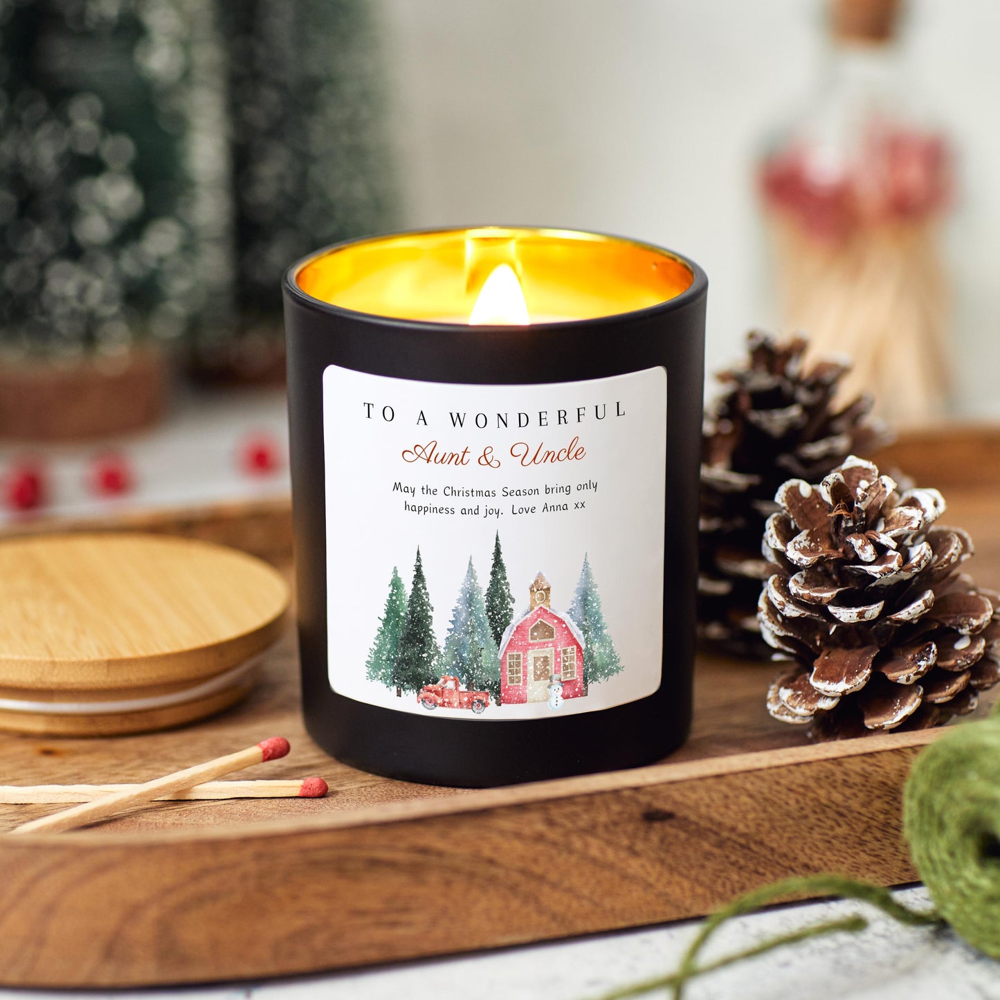 Christmas Candle Personalised Christmas Present for Aunt and Uncle, Auntie and Uncle Merry Xmas Gift for Relatives, Handmade Holiday Candle