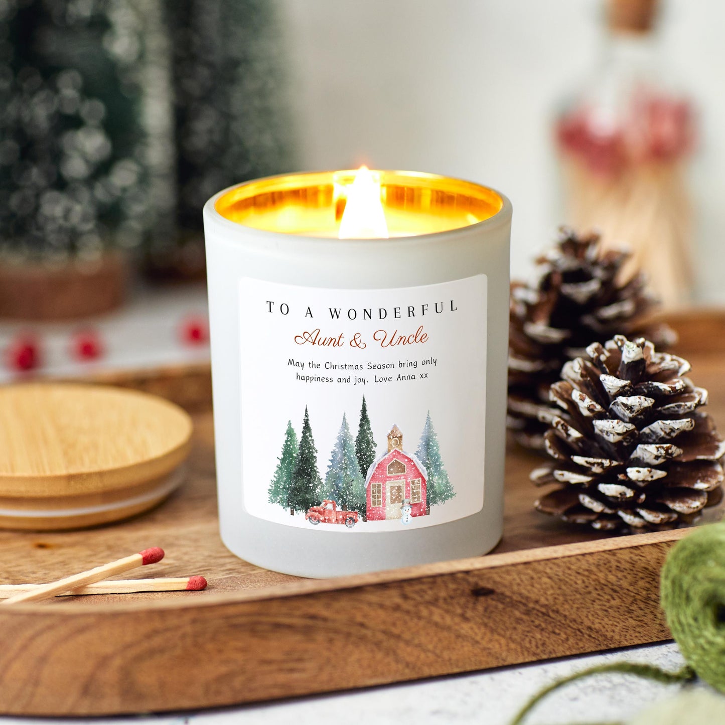 Christmas Candle Personalised Christmas Present for Aunt and Uncle, Auntie and Uncle Merry Xmas Gift for Relatives, Handmade Holiday Candle