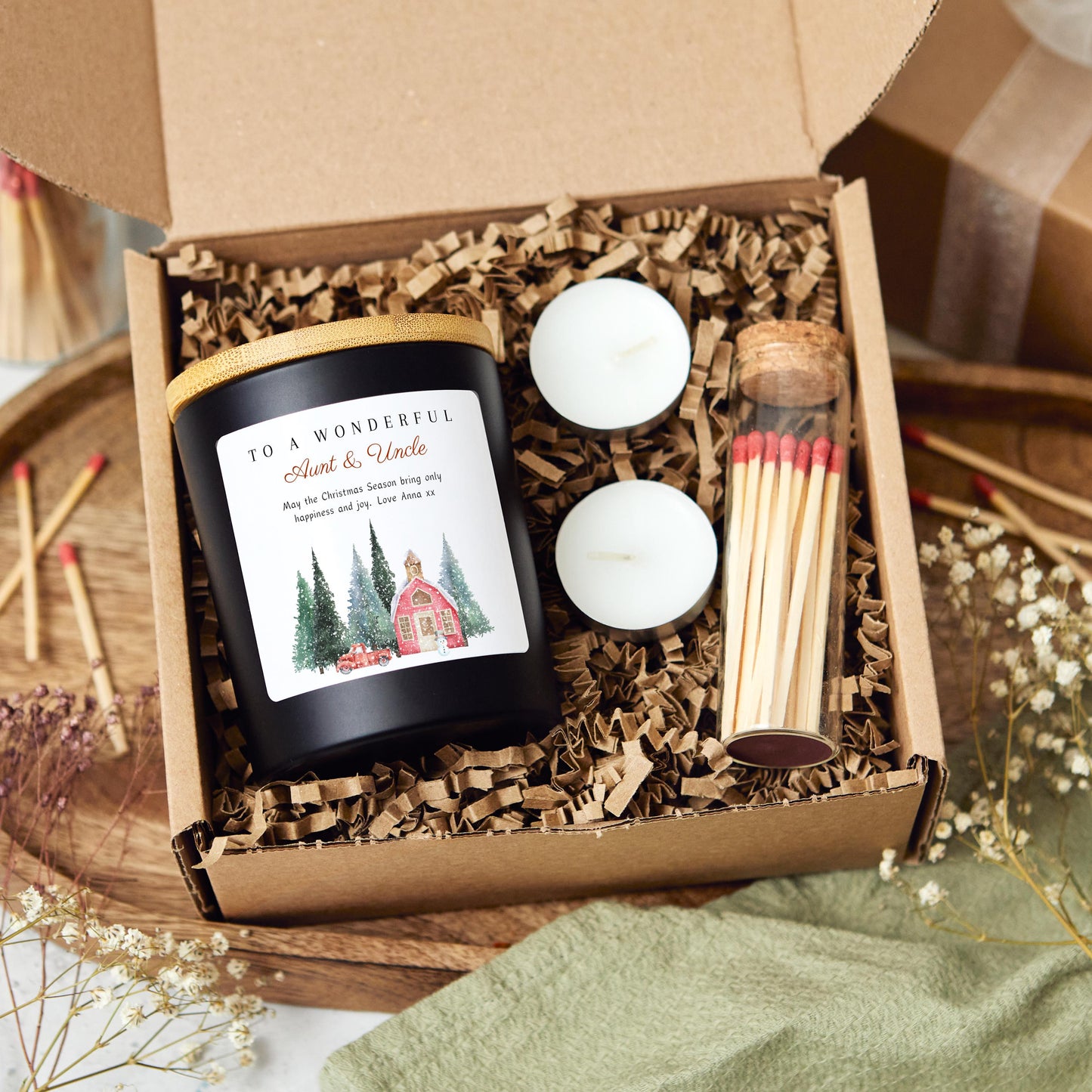 Christmas Candle Personalised Christmas Present for Aunt and Uncle, Auntie and Uncle Merry Xmas Gift for Relatives, Handmade Holiday Candle