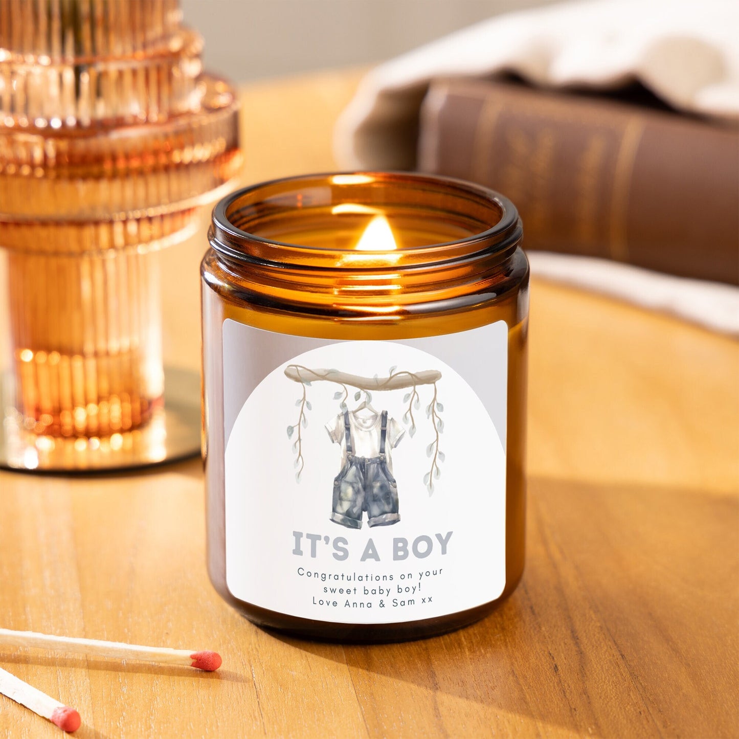 personalised candles, new parents gifts, baby shower favours, baby announcement gift set, new mum gift, scented candles, new baby gift, baby boy gift, gender reveal