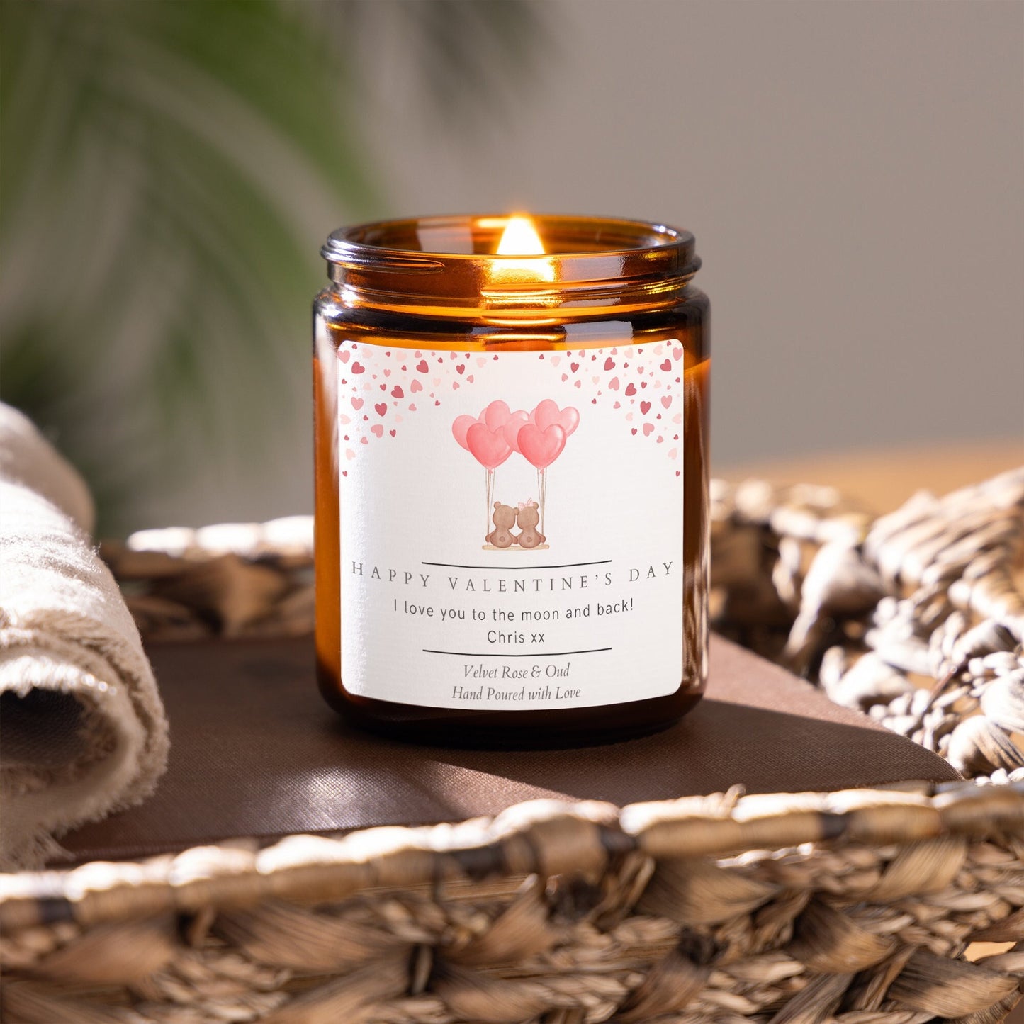 Valentine's day scented candle personalised gift