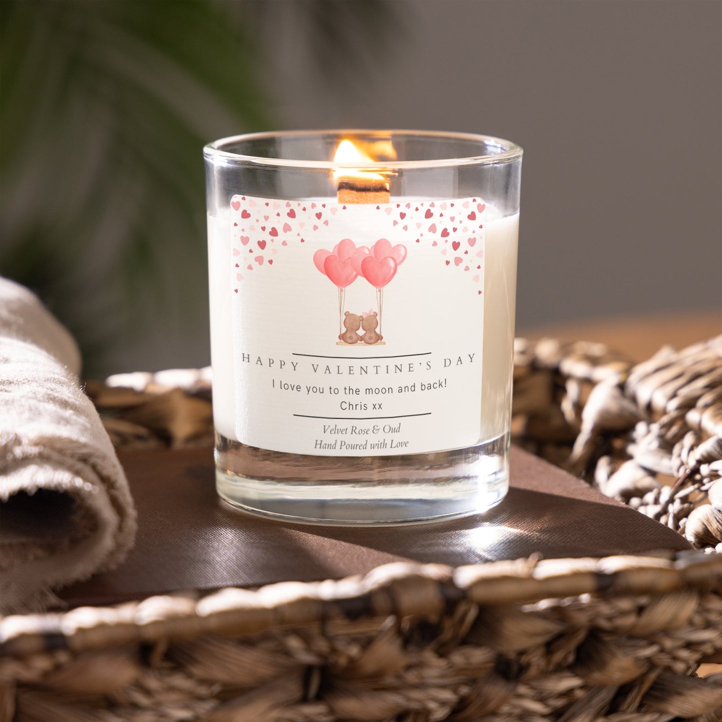 Valentine's day scented candle personalised gift