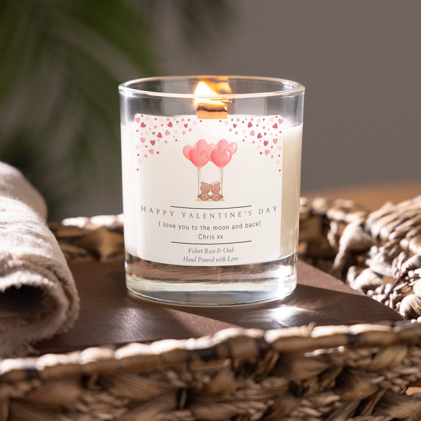 Valentine's day scented candle personalised gift