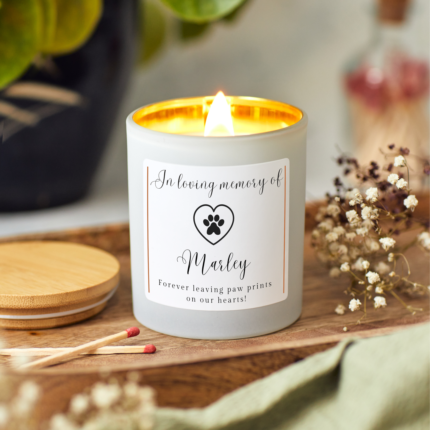 Pet Memorial Candle, Personalised Pet Loss Gift