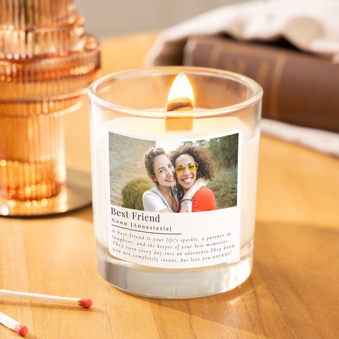 Best Friend Gift Personalised Photo Candle, Soy Wax Candle Birthday Gift For Bestie, Personalised Gifts for Her, Best Friend Definition Candle, Bestie Gift Set