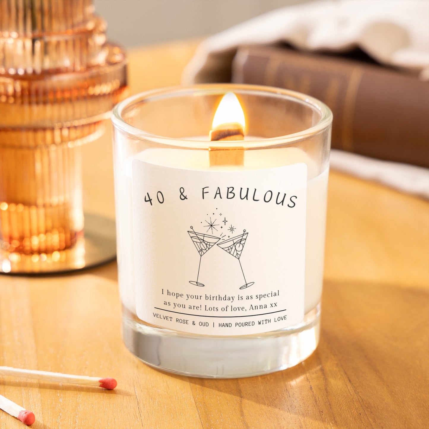 40th Birthday Gifts for Women, Forty & Fabulous, 40th Birthday Personalised Candle, Funny Candle Gift for Her, 40th Birthday Auntie Gift, Soy Wax Scented Candle