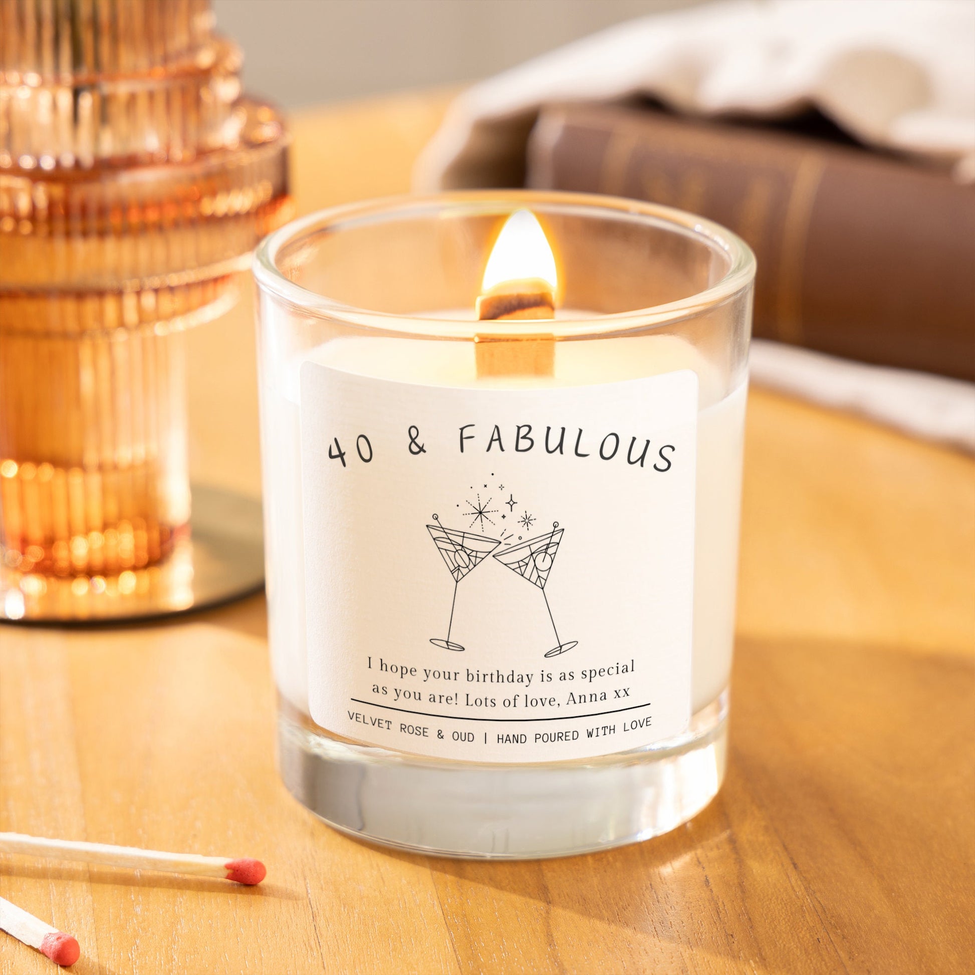 40th Birthday Gifts for Women, Forty & Fabulous, 40th Birthday Personalised Candle, Funny Candle Gift for Her, 40th Birthday Auntie Gift, Soy Wax Scented Candle