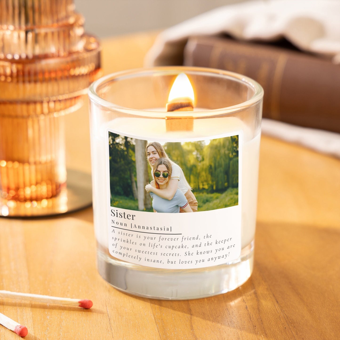 Sister Gifts Personalised Photo Candle, 30th Birthday Candle Sister Definition Gift, 18th Birthday, 21st Birthday Presents for Her