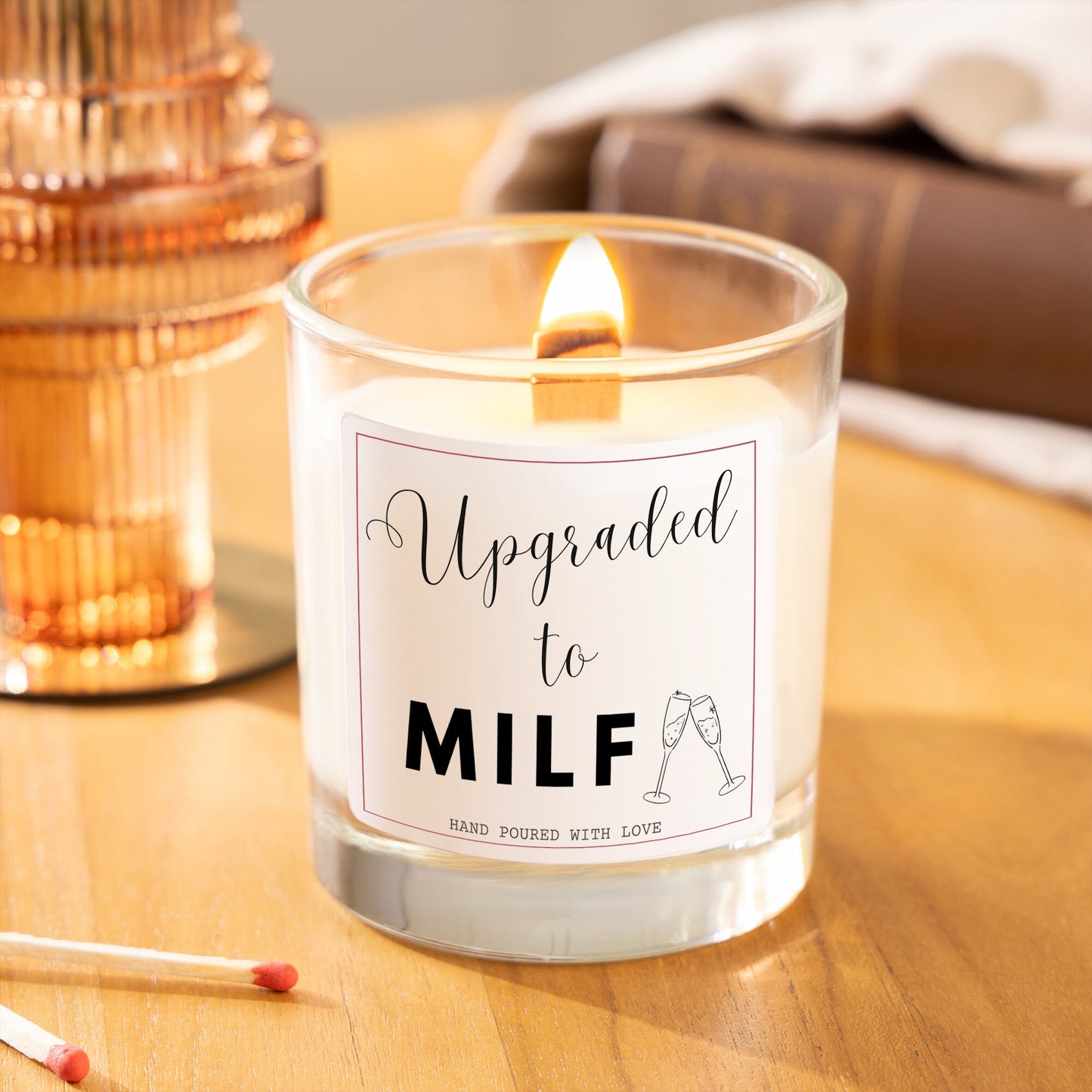 Upgraded to MILF Gift for New Mum, Funny Candle Baby Shower Gift Set, Pregnancy Reveal, 30th Birthday Gift For Wife, Pregnancy Announcement, Pregnancy Reveal, Gift for Wife