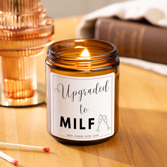 Upgraded to MILF Gift for New Mum, Funny Candle Baby Shower Gift Set, Pregnancy Reveal, 30th Birthday Gift For Wife, Pregnancy Announcement, Pregnancy Reveal, Gift for Wife