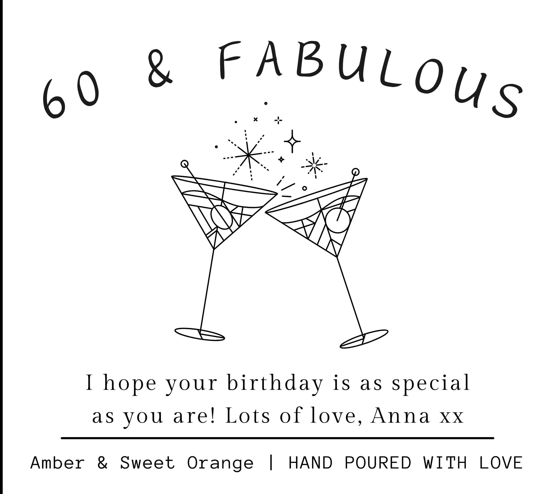 60th Birthday Candle Gift, Personalised 60th Candle Custom Gift, 60 and Fabulous Birthday Gifts for Friend, Funny Birthday Present for Women