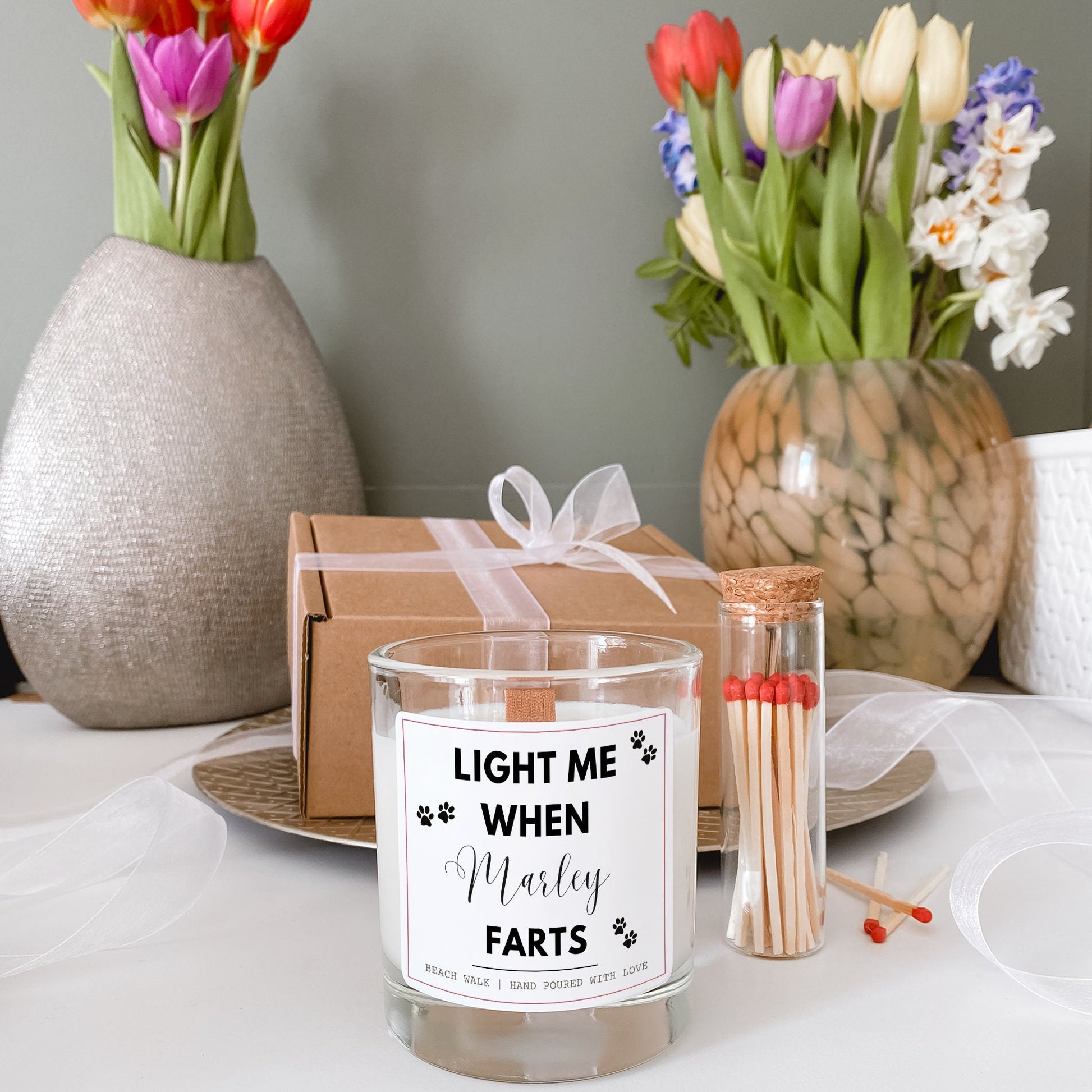 Light Me When Dog Farts, Personalised Soy Wax Scented Candle, Funny Candle For Dog Owner, Funny Present For Dog Mum or Dog Dad, Dog Lover Gift, Funny Personalised Gift, gift for dog, paw prints wax melts