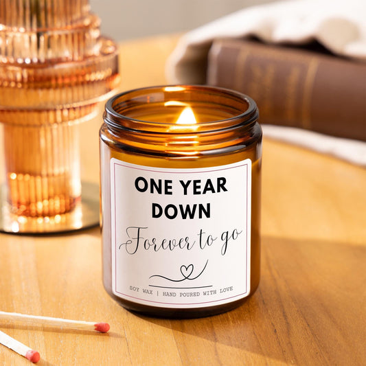 Anniversary Scented Candle, One Year Down Forever to Go, Gift Set with Matches and Tea Lights, Gift For Wife, Gift for Husband, Romantic Anniversary Gift, First Anniversary, Milestone Anniversary Gift, Unique Anniversary Gift, Marriage Anniversary