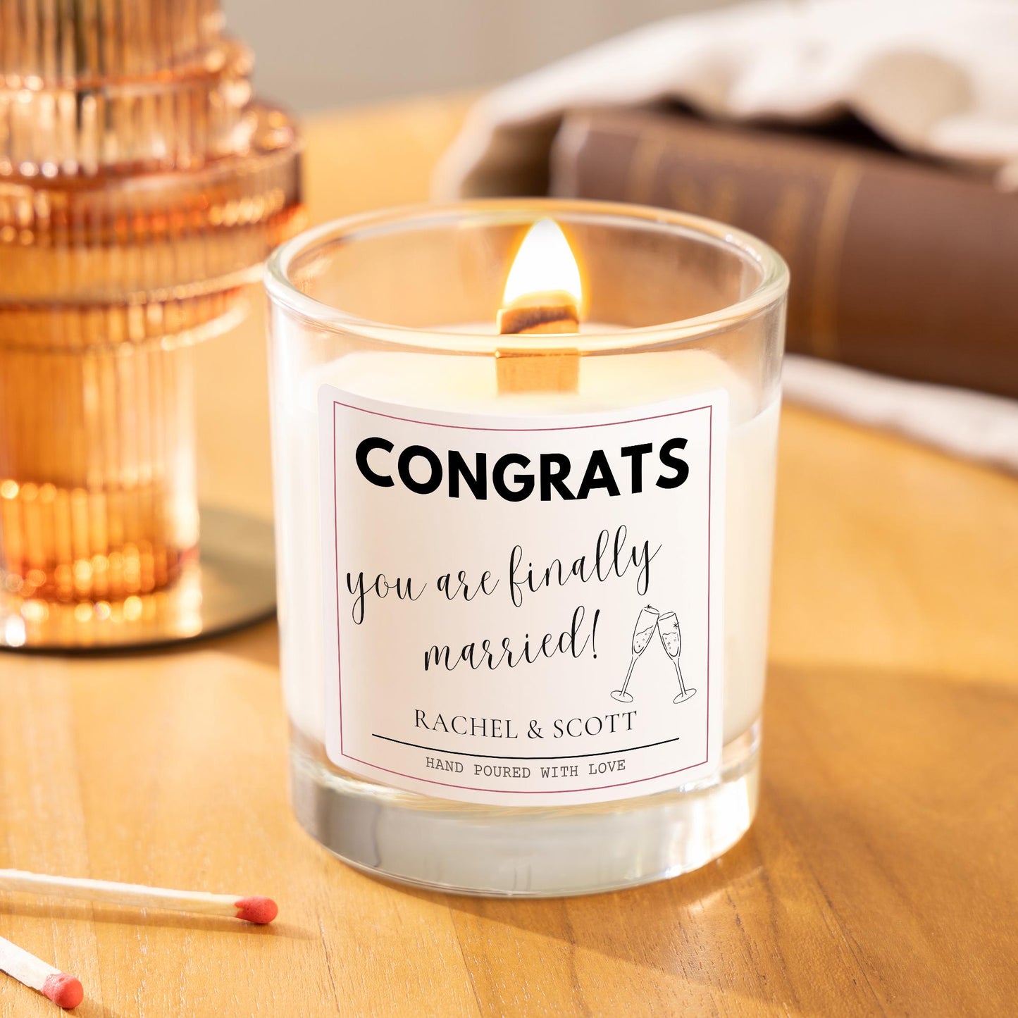 Finally Married Personalised Scented Candle, Wedding Gift for Couple, Funny Wedding Gift, Engagement gift, Wedding Day Gift Set with Matches and Tea Lights, Congratulations Wedding gift for her, Funny Wedding Day Gift, Gift for Friend Wedding