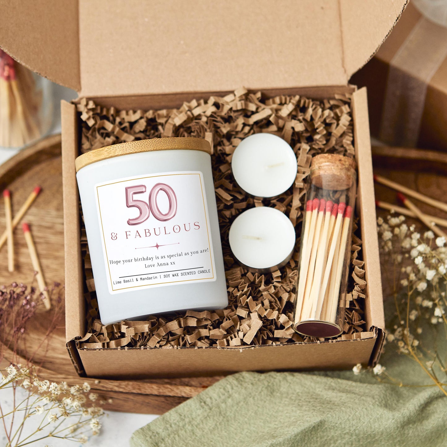 50 and Fabulous, 50th Birthday Gifts for Women, Fifty & Fabulous, 50th Birthday Personalised Candle, Funny Candle for Friends 50th, Auntie Gift, Gift under 20, Gift under 30, Sister Gift, Best Friend Personalised Gift