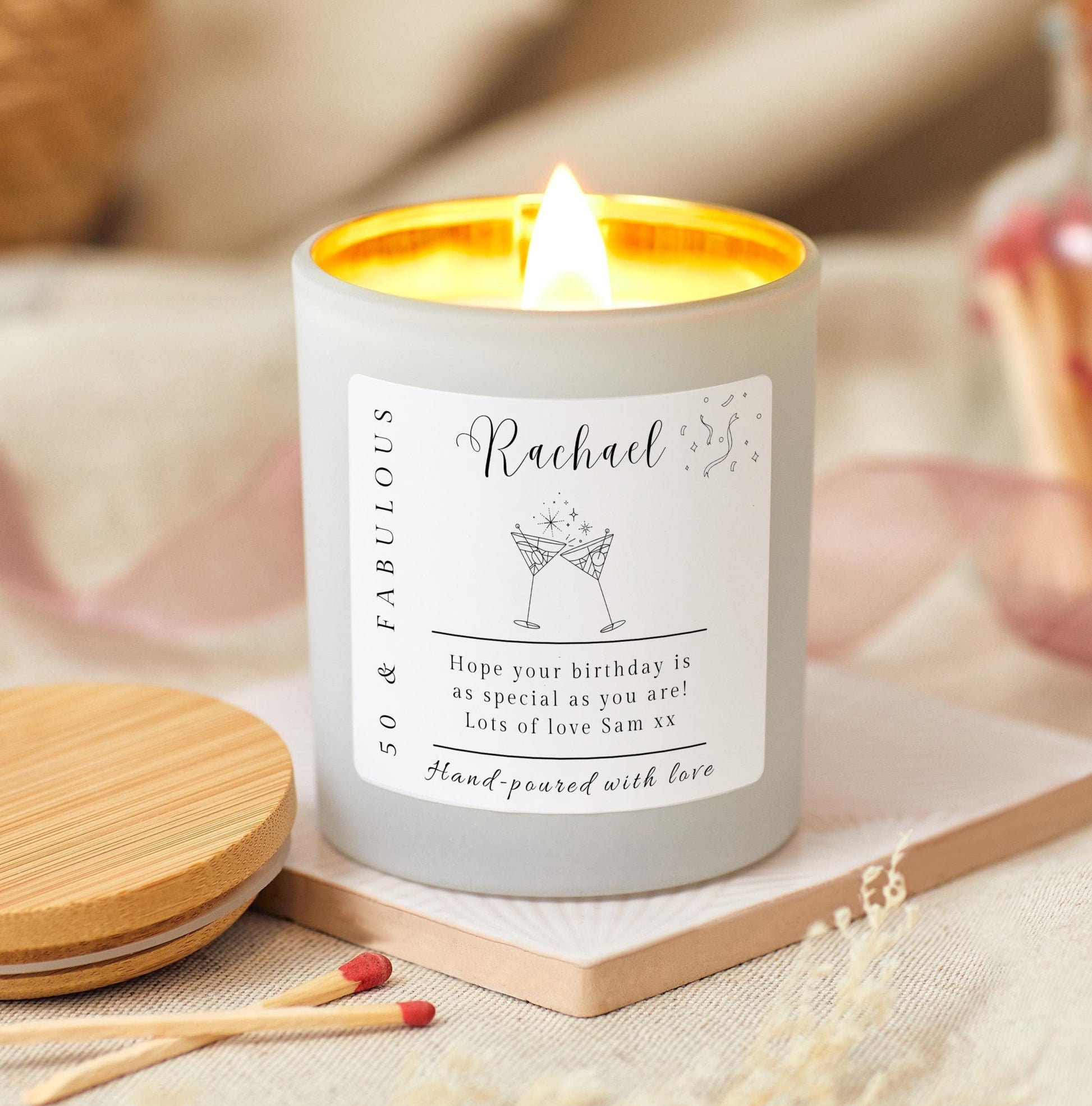 50 and Fabulous, Sister 50th Birthday Gifts for Women, Fifty & Fabulous, Mum 50th Birthday Personalised Candle, Funny Candle for Friends 50th, Auntie Gift, Gift under 20, Gift under 30, Sister Gift, Best Friend Personalised Gift