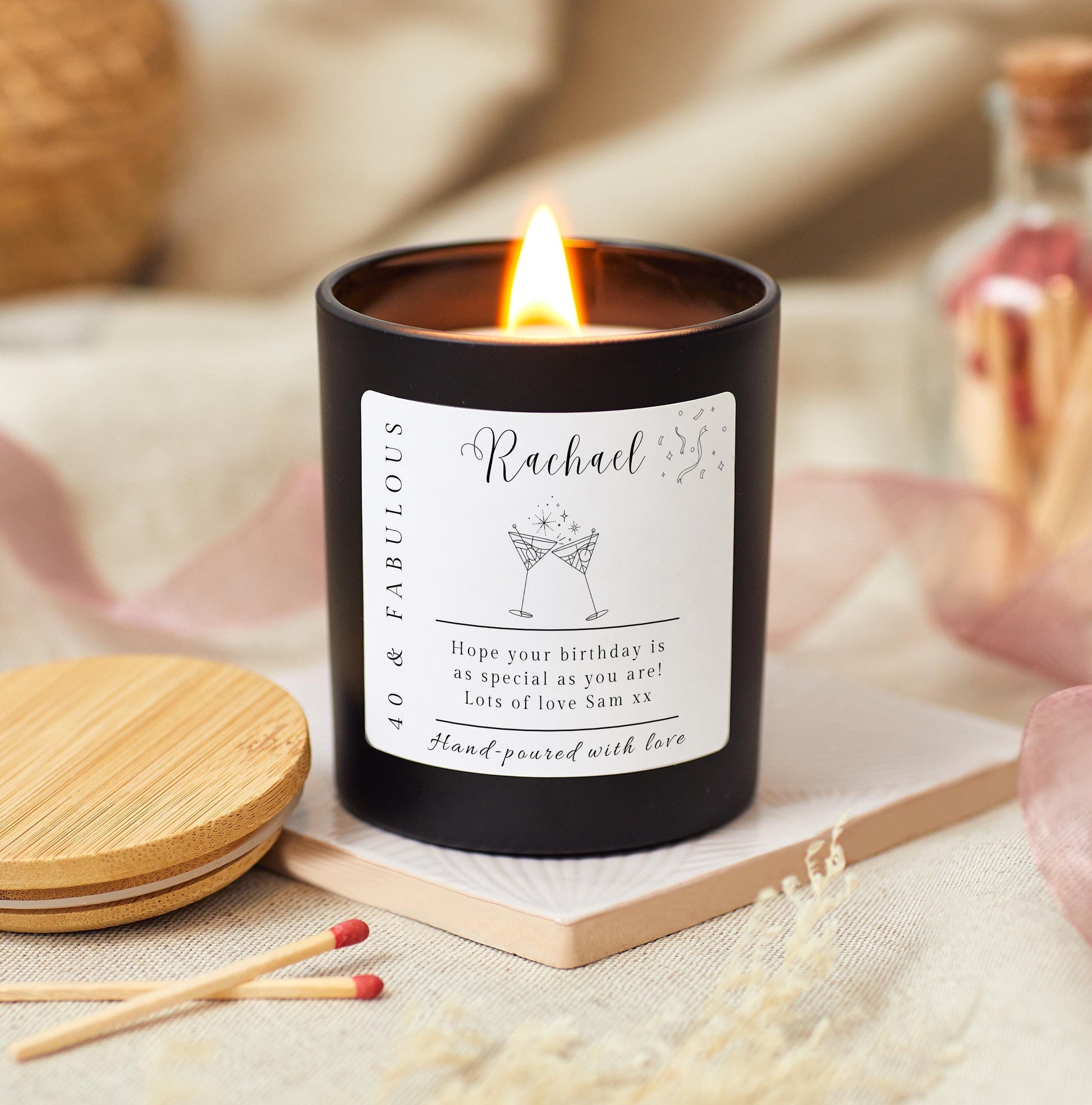 40 and Fabulous Birthday Hamper, 40th Birthday Gifts for Women, Forty & Fabulous Personalised Candle Gift for Her, 40th Birthday Personalised Candle, Funny Candle for Friends 40th, Auntie Gift, Gift under 20, Gift under 30, Sister Gift,